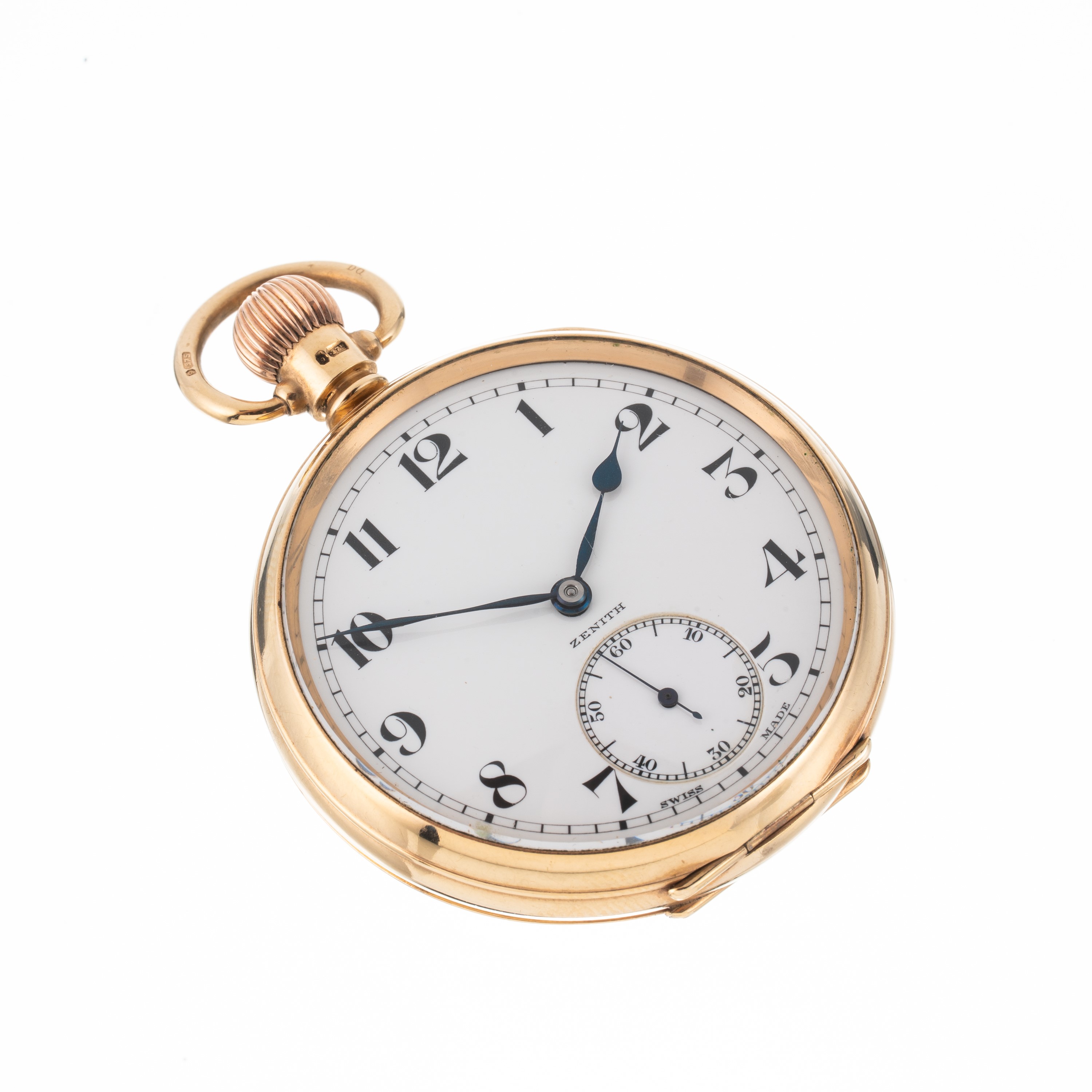 Zenith - Orologio da tasca in oro giallo 9 kt a carica manuale con quadrante in porcellana