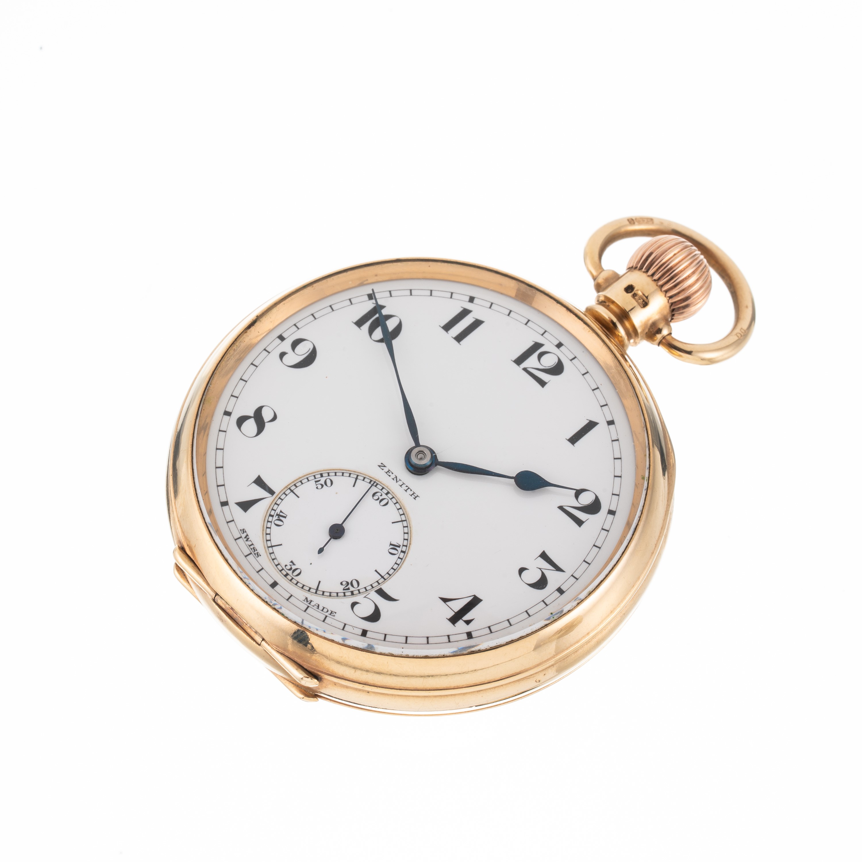 Zenith - Orologio da tasca in oro giallo 9 kt a carica manuale con quadrante in porcellana