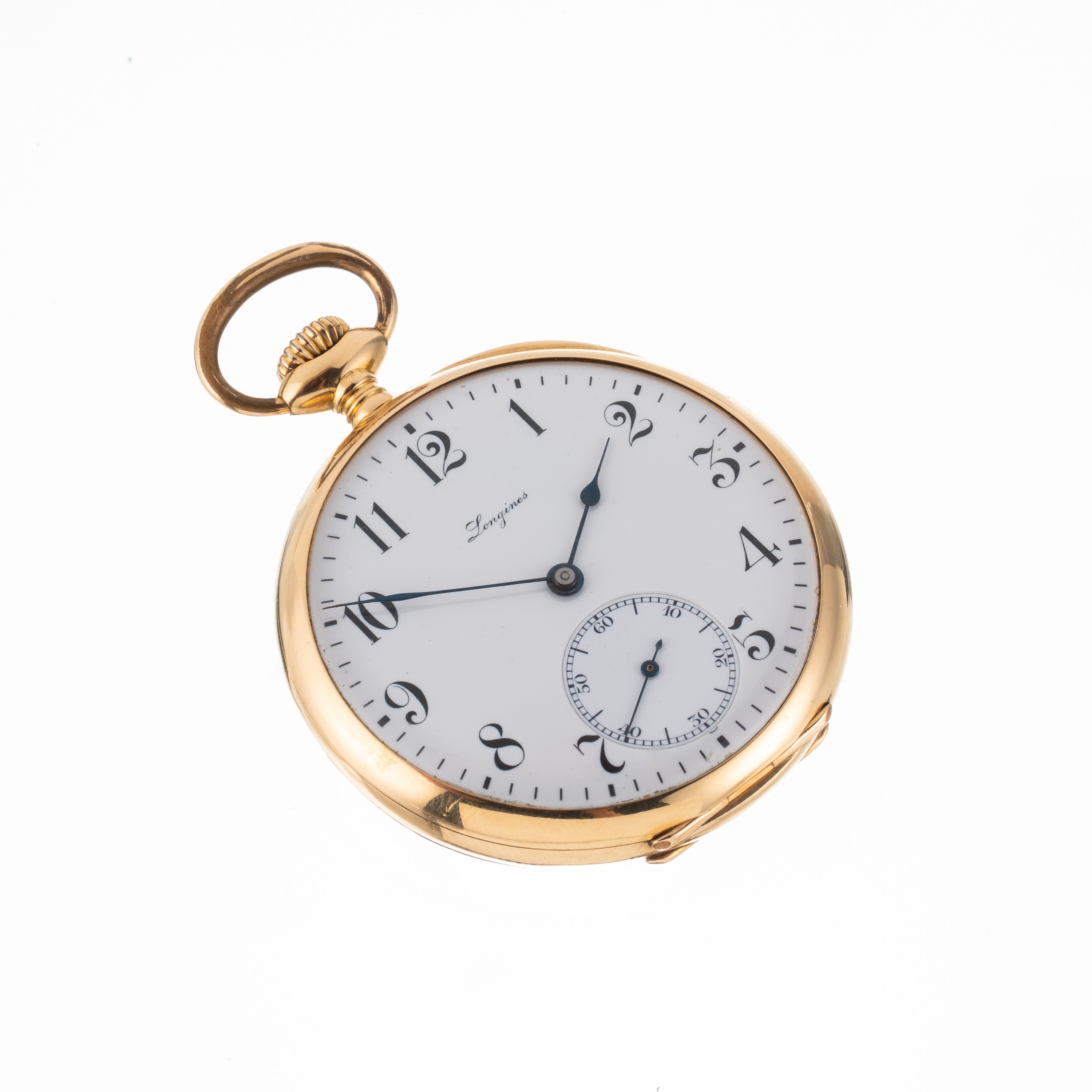 Longines - Orologio da tasca in oro giallo 18 kt con quadrante in porcellana