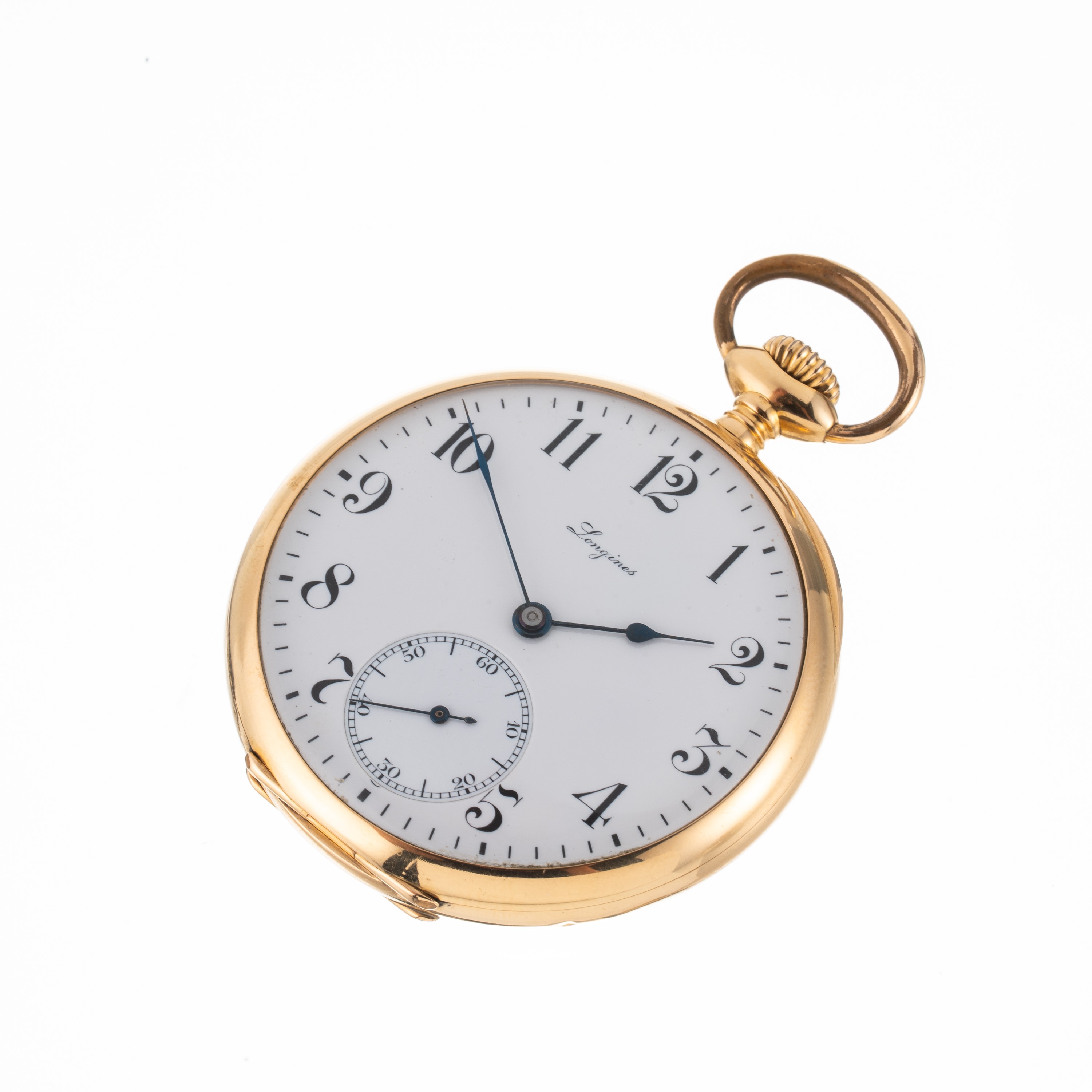 Longines - Orologio da tasca in oro giallo 18 kt con quadrante in porcellana