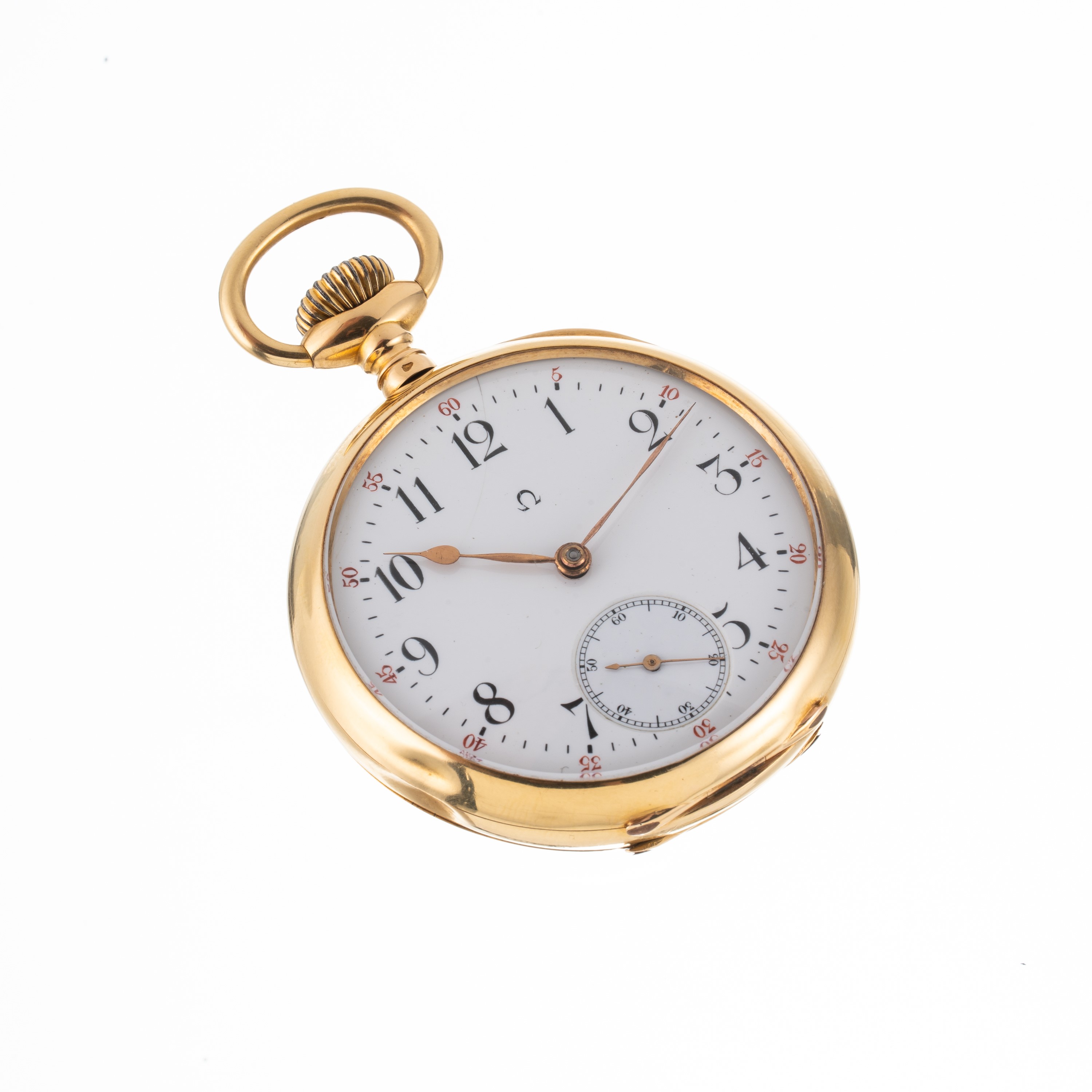 Omega - Orologio da tasca in oro giallo 18 kt con quadrante in porcellana per il mercato francese