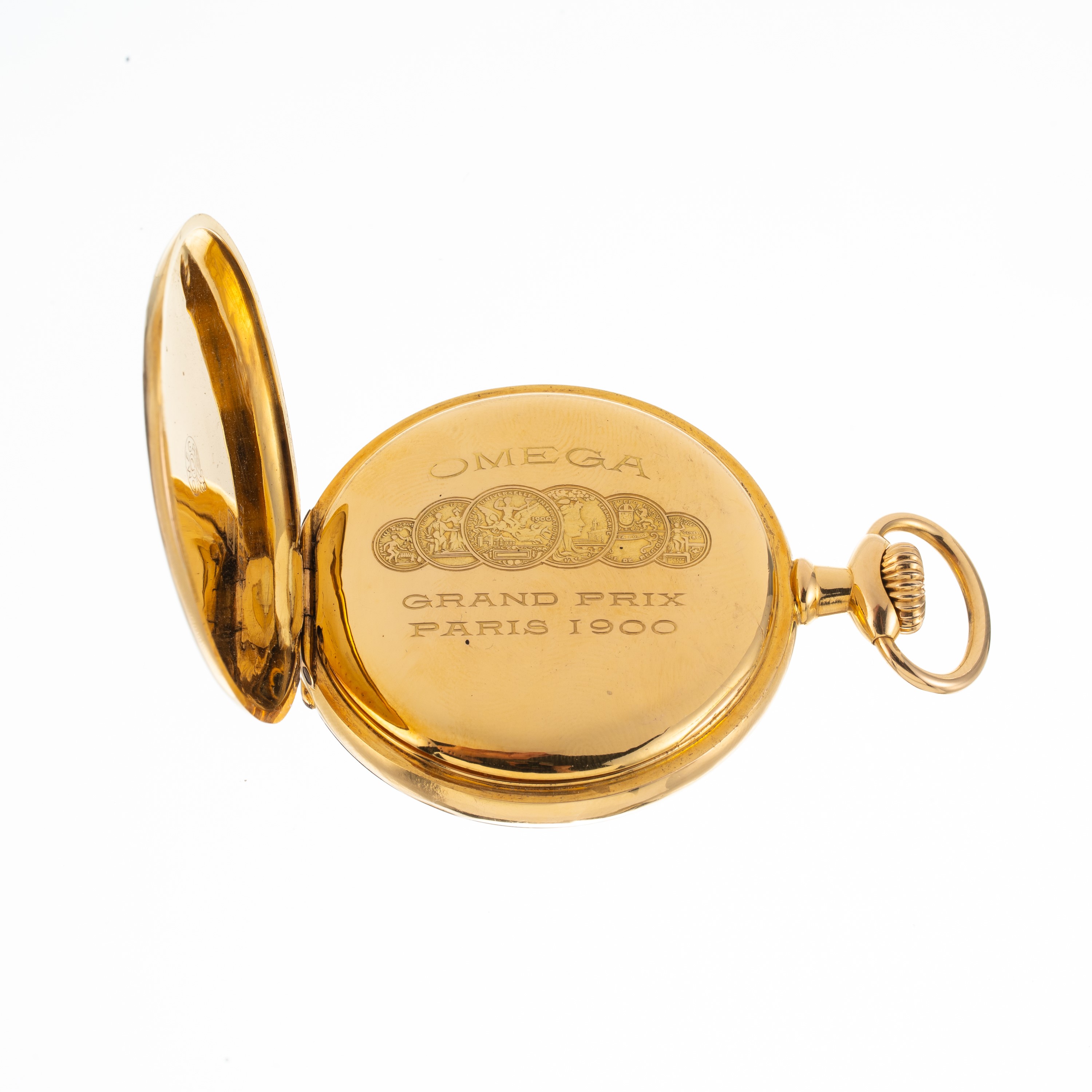 Omega - Orologio da tasca in oro giallo 18 kt con quadrante in porcellana e piccoli secondi