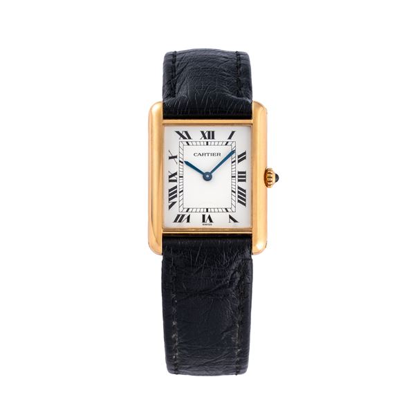 CARTIER - CARTIER - TANK QUARTZ OROLOGIO SOLO TEMPO AL QUARZO IN ORO GIALLO 18KT CON QUADRANTE BIANCO CON INDICI ROMANI NERI