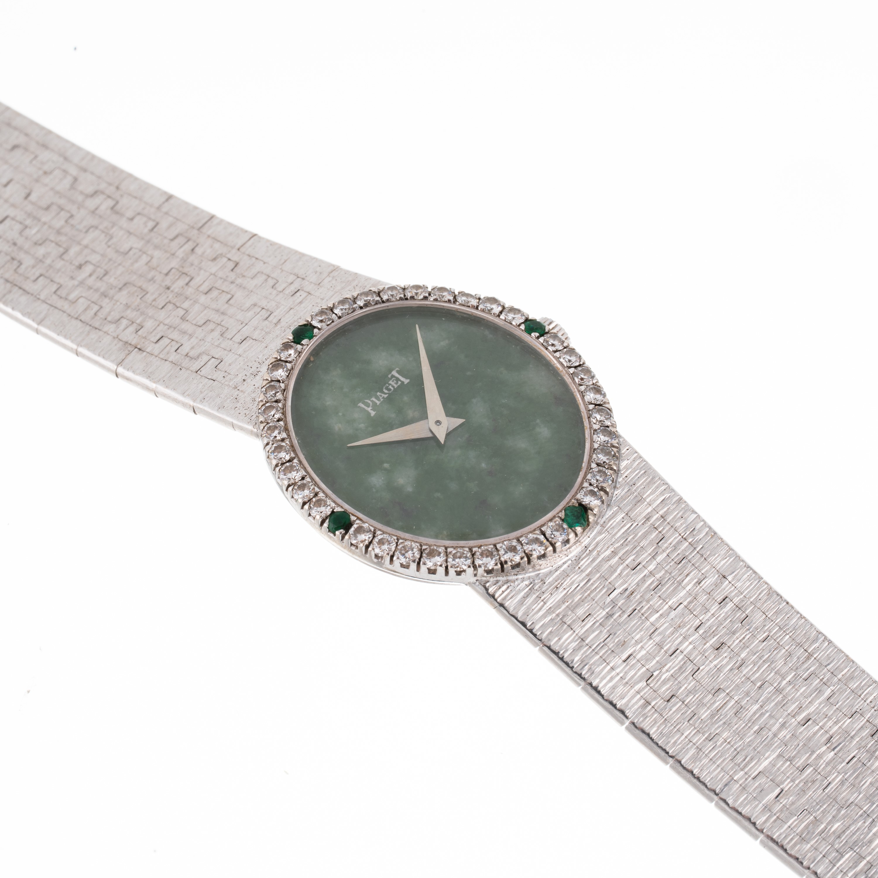 Piaget - Orologio solo tempo in oro bianco 18 kt con quadrante in giada e ghiera con brillanti (c...