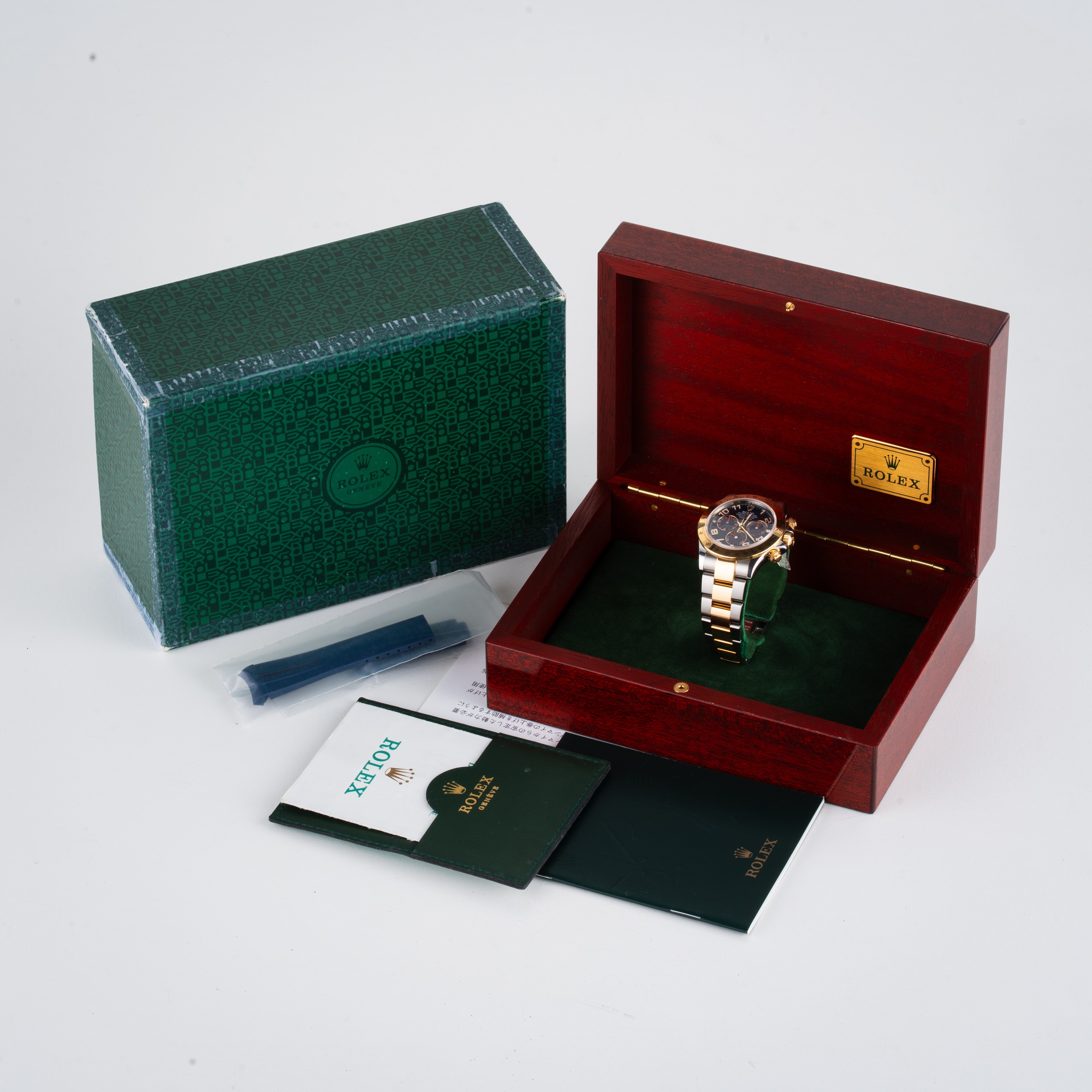 Rolex - Daytona 116523, cronografo automatico in acciaio e oro giallo 18kt con quadrante blu