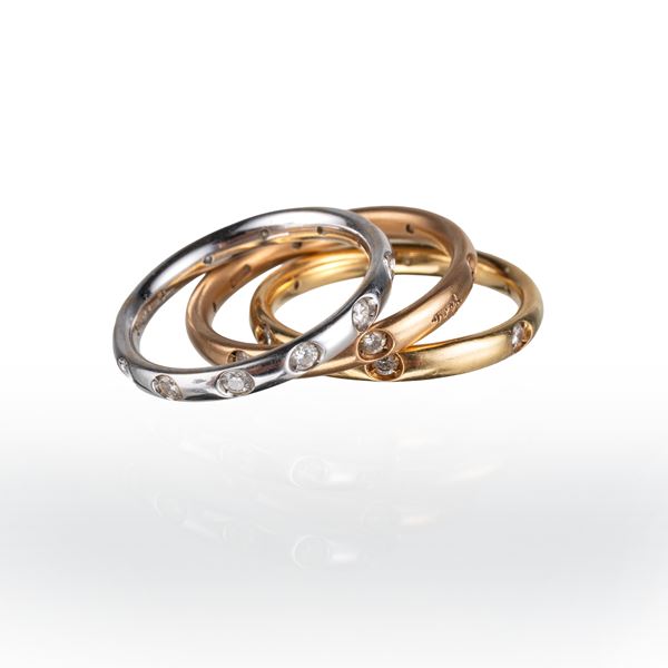 POMELLATO - POMELLATO - TRE FEDINE IN ORO 18 KT E DIAMANTI MODELLO LUCCIOLE