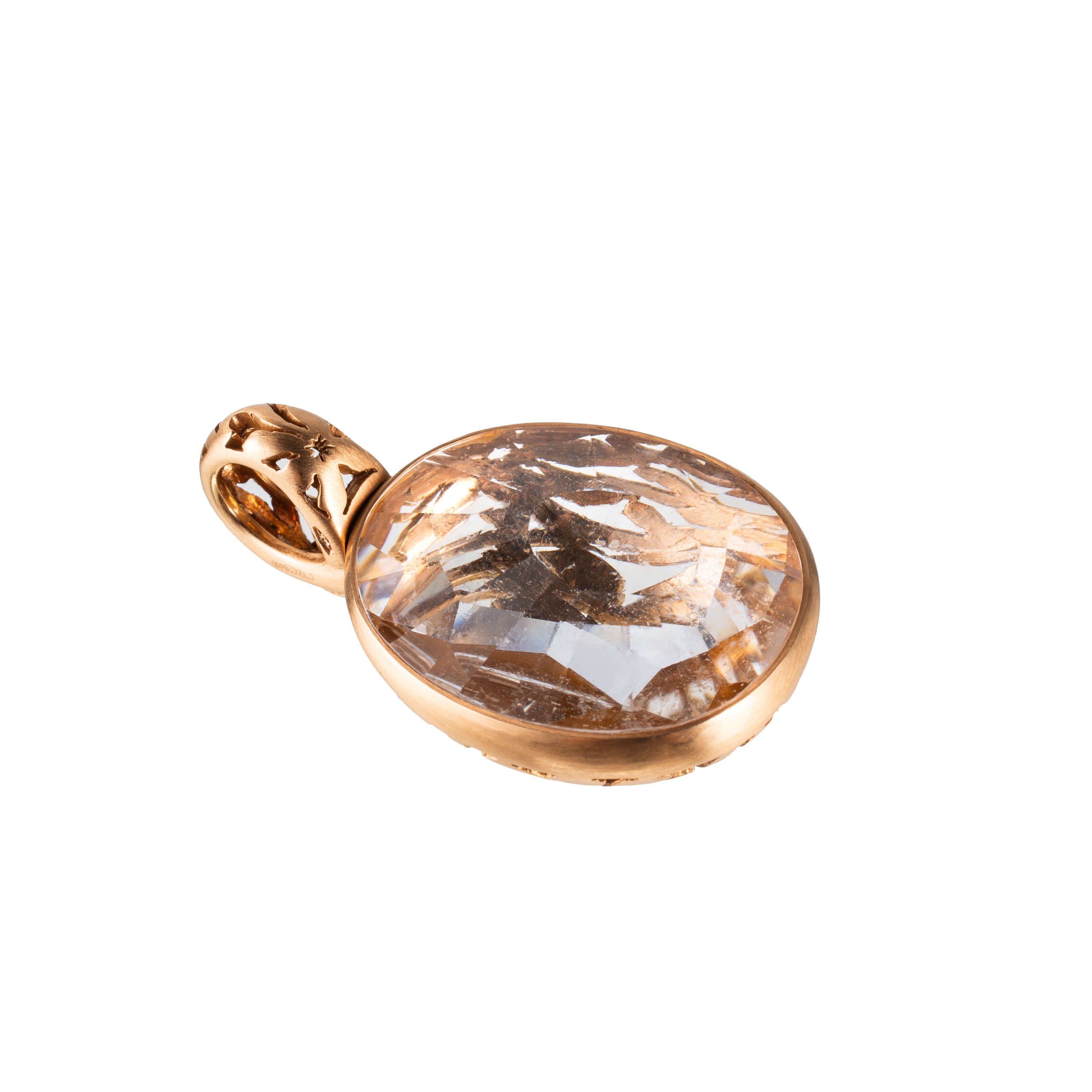 Pomellato - Ciondolo in oro rosa 18 kt satinato con cristallo di rocca, modello Arabesque