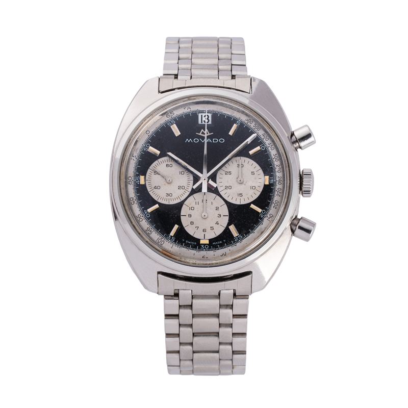 Movado - Dathron HS360, cronografo automatico in acciaio con quadrante nero bitonale