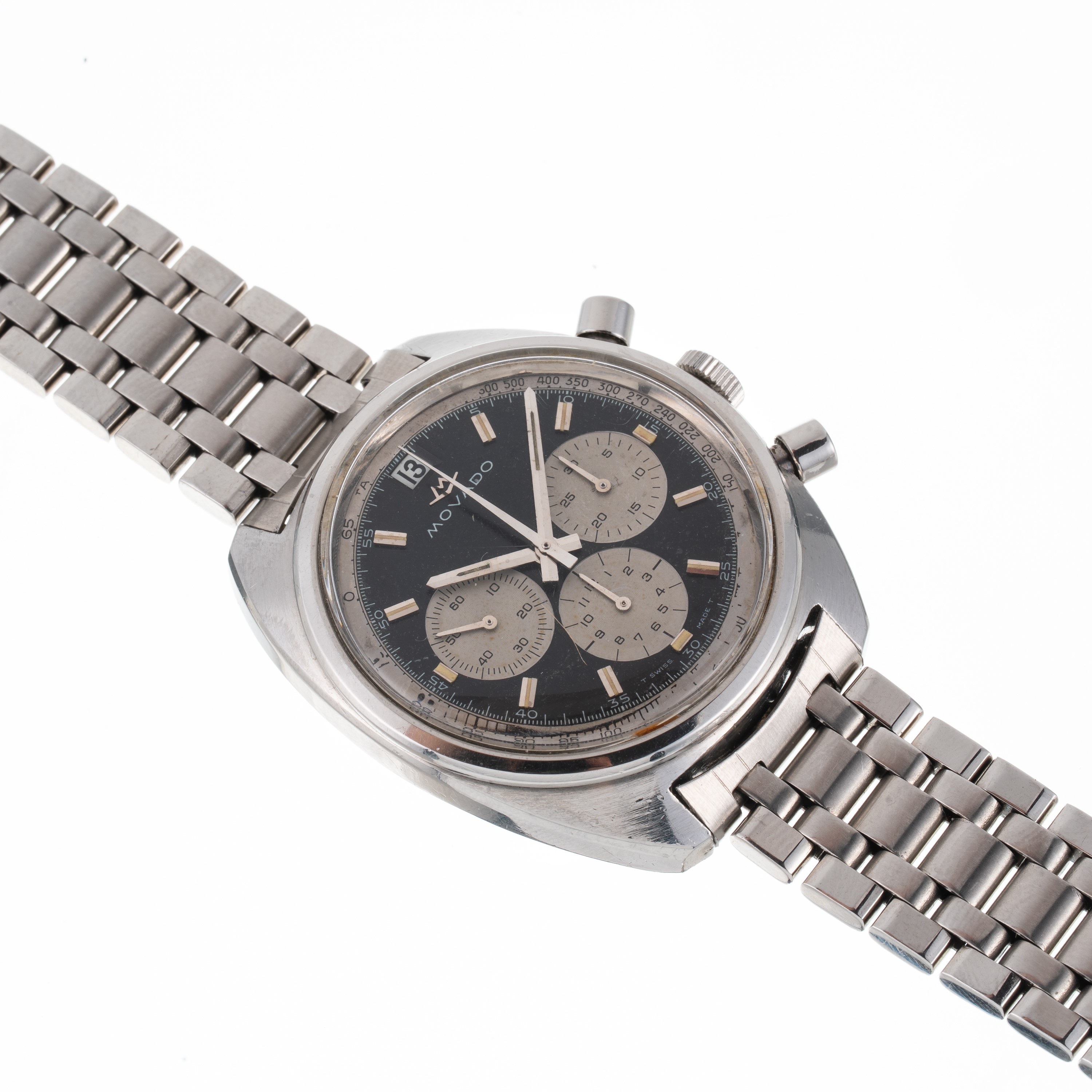 Movado - Dathron HS360, cronografo automatico in acciaio con quadrante nero bitonale