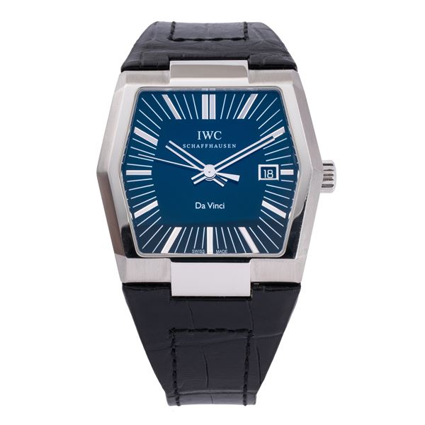 IWC - IWC - DA VINCI OROLOGIO SOLO TEMPO A CARICA AUTOMATICA IN ACCIAIO CON CASSA ESAGONALE, QUADRANTE BLU, DATARIO AD ORE TRE E CINTURINO IN PELLE