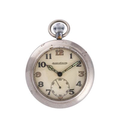Jaeger-LeCoultre, Orologio da tasca militare a carica manuale in acciaio, quadrante bianco