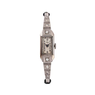 Nobelt, Orologio “Art Decò” solo tempo a carica manuale in oro bianco 18 kt con brillanti