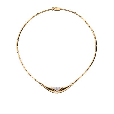 Girocollo in oro giallo 18 kt con pavé di diamanti a taglio brillante