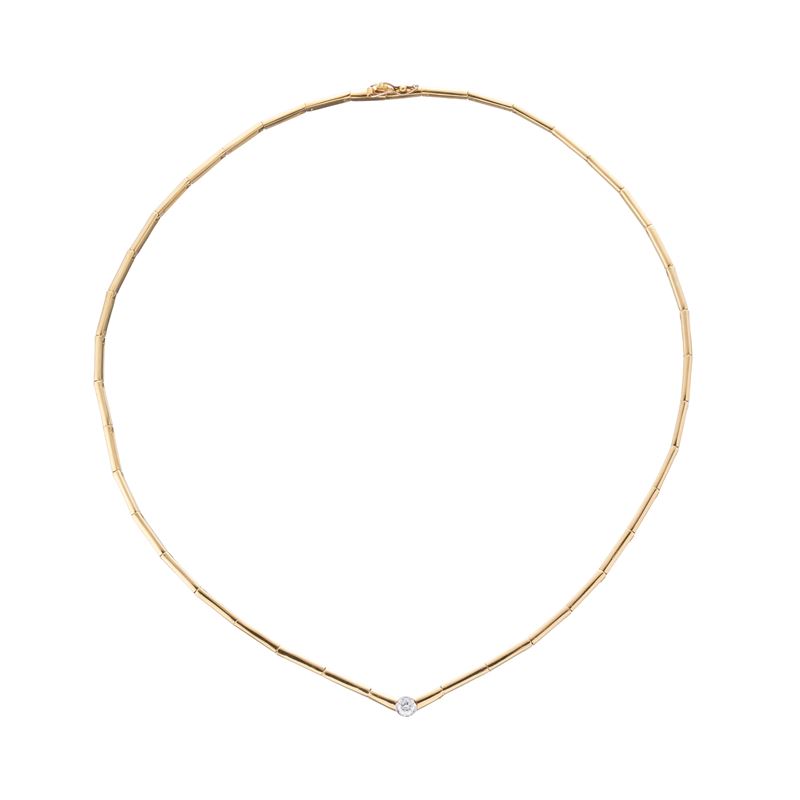 Oro giallo 18 kt, Girocollo con diamante