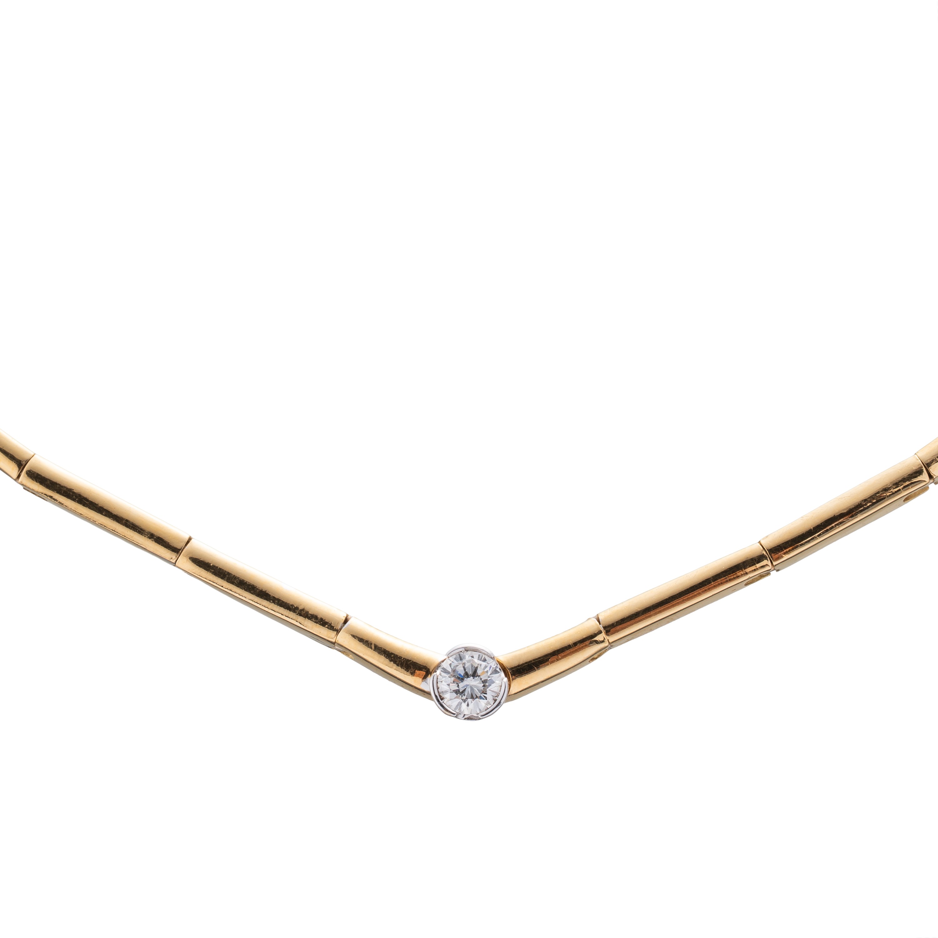 Oro giallo 18 kt, Girocollo con diamante