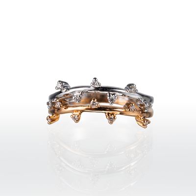 Anello in oro bianco e oro rosa 18 kt con diamanti