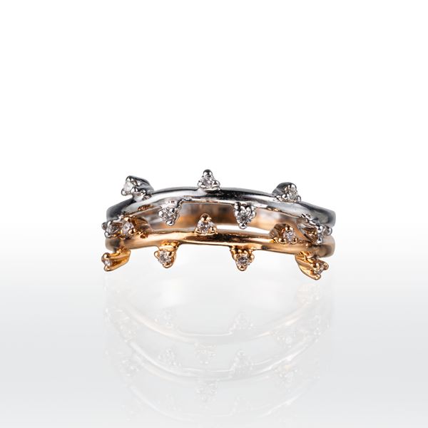 ANELLO IN ORO BIANCO E ORO ROSA 18 KT CON DIAMANTI