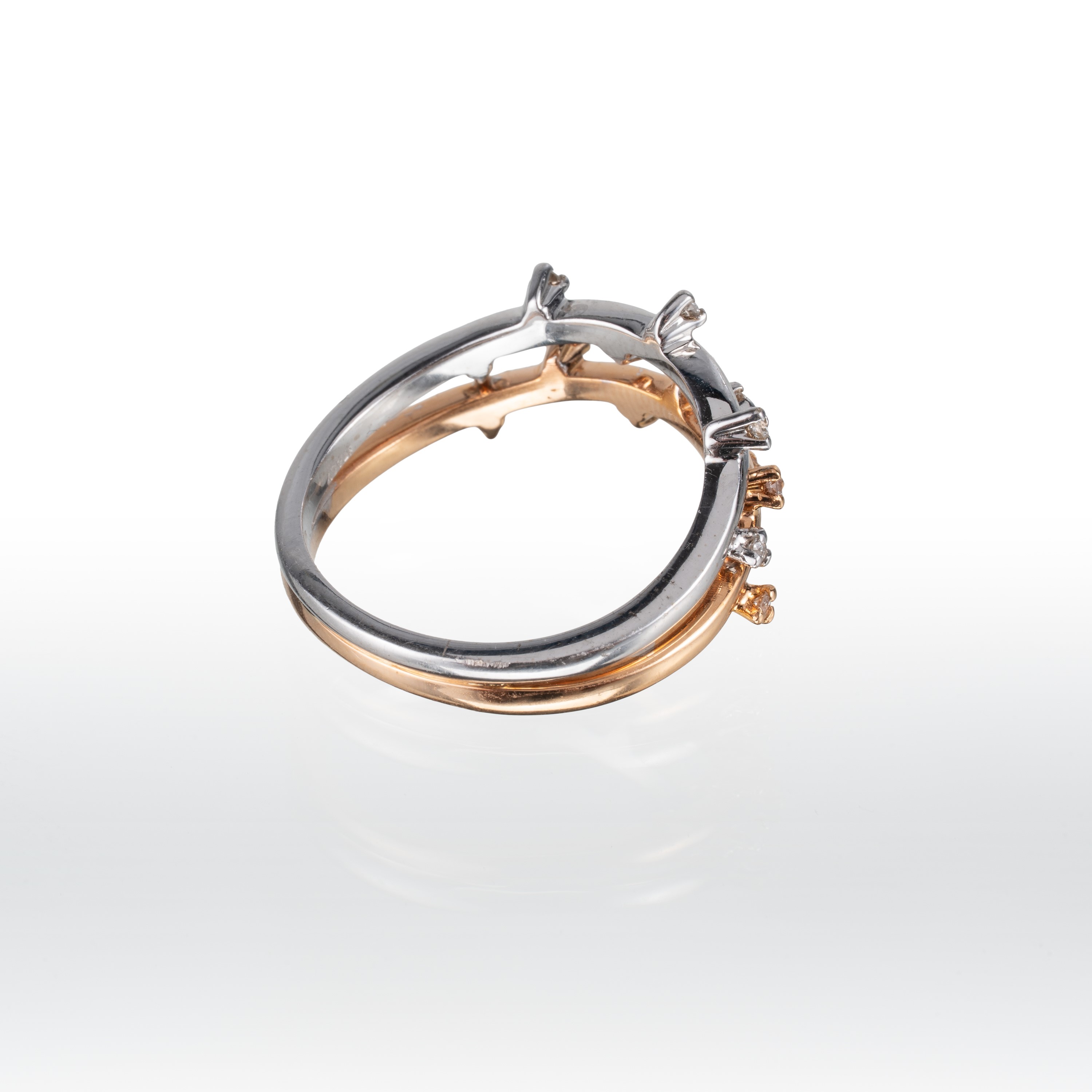 Anello in oro bianco e oro rosa 18 kt con diamanti
