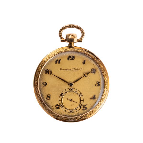 IWC - IWC OROLOGIO DA TASCA A CARICA MANUALE IN ORO GIALLO 18KT CON CASSA LAVORATA, QUADRANTE CHAMPAGNE CON INDICI BREGUET