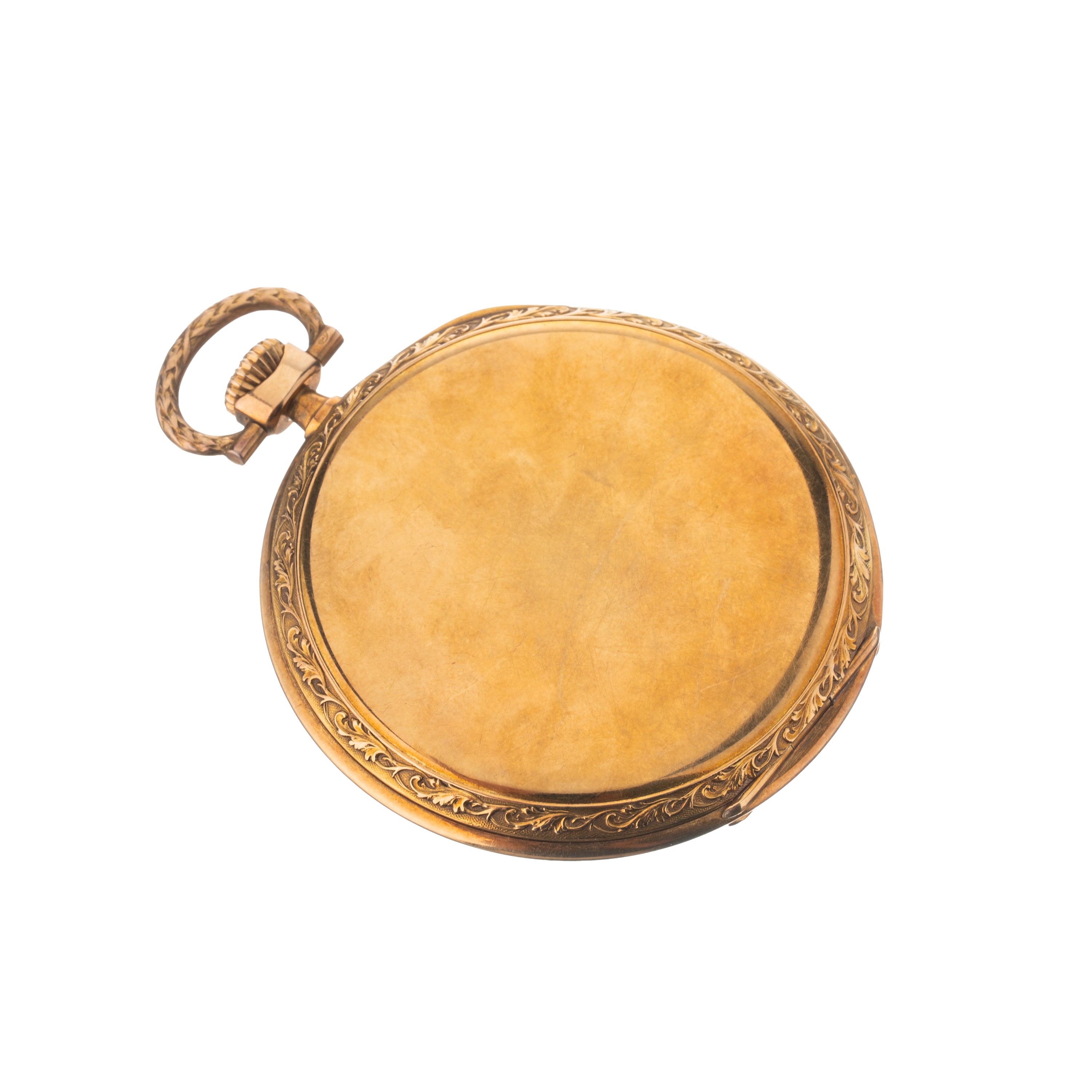 Iwc - Orologio da tasca a carica manuale in oro giallo 18 kt con quadrante champagne e indici Bre...
