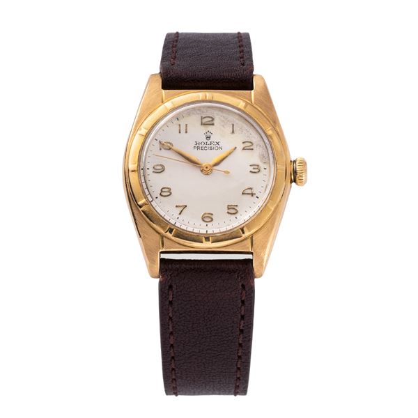 ROLEX - ROLEX - BUBBLE BACK OROLOGIO SOLO TEMPO A CARICA AUTOMATICA IN ORO GIALLO 18KT CON QUADRANTE BIANCO, INDICI ARABI DORATI E SECONDI CENTRALI