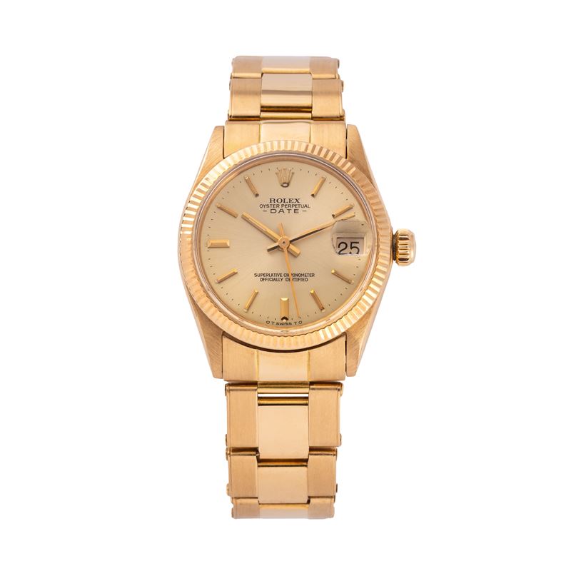 Rolex - Oyster Perpetual Date ref. 6827, orologio automatico in oro giallo 18 kt con quadrante ch...