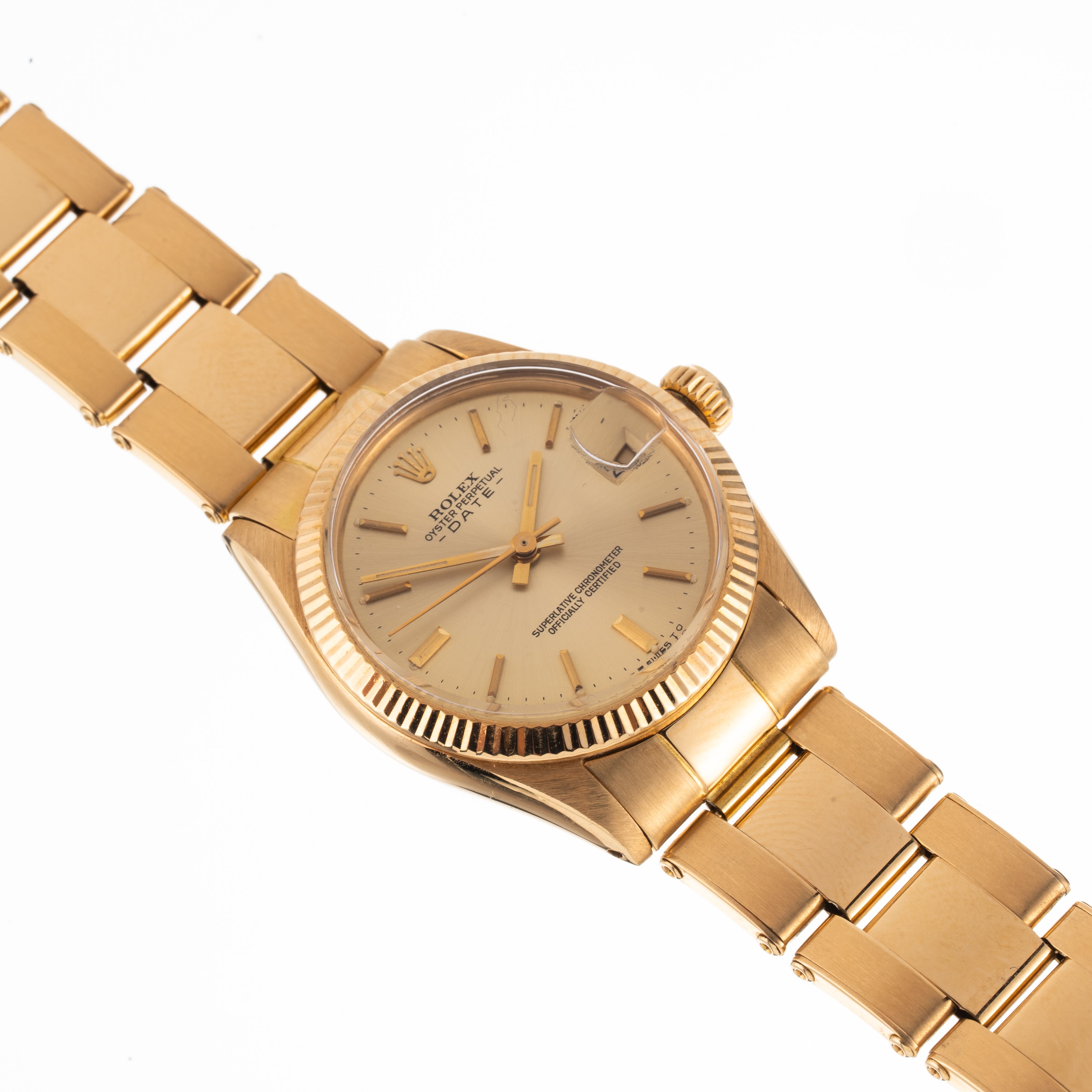 Rolex - Oyster Perpetual Date ref. 6827, orologio automatico in oro giallo 18 kt con quadrante ch...