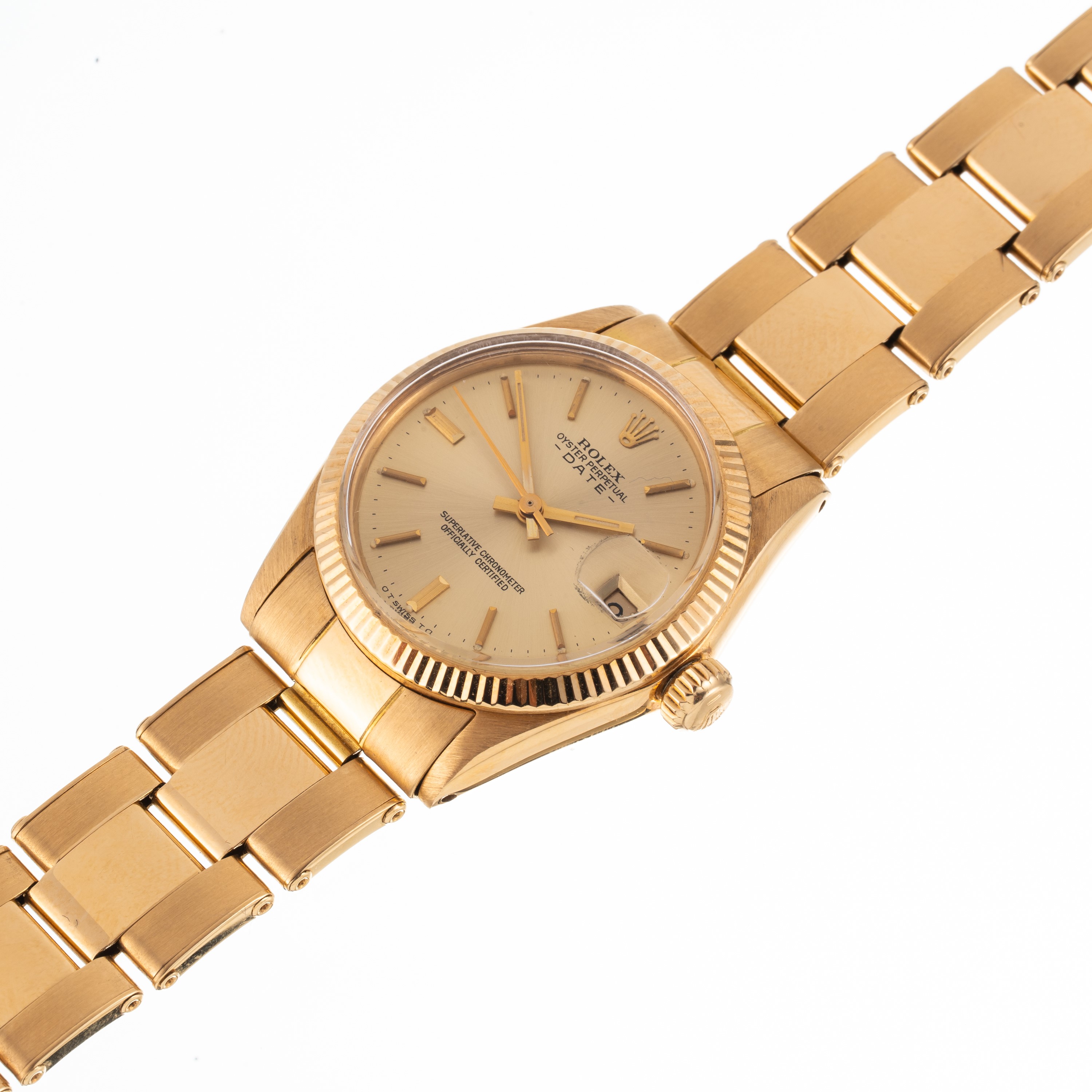 Rolex - Oyster Perpetual Date ref. 6827, orologio automatico in oro giallo 18 kt con quadrante ch...