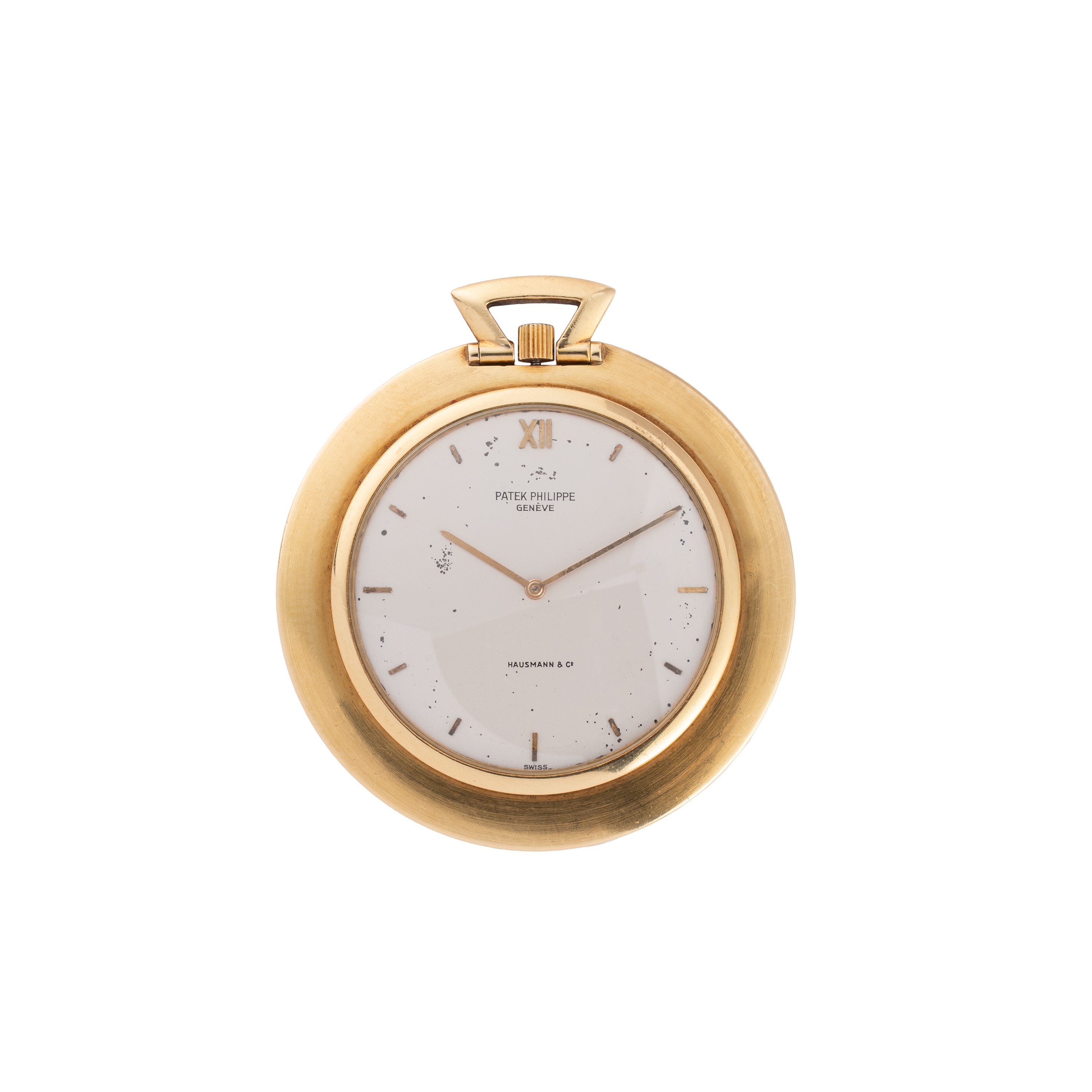 Patek Philippe - Orologio da tasca in oro giallo 18 kt a carica manuale con quadrante bianco firm...