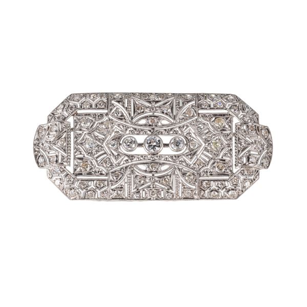 SPILLA ART DÉCO IN PLATINO CON DIAMANTI