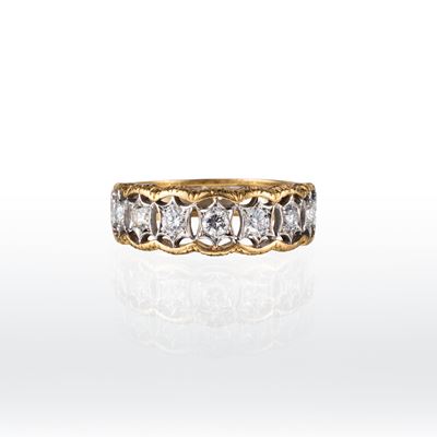 Anello in oro bianco e giallo 18 kt con diamanti