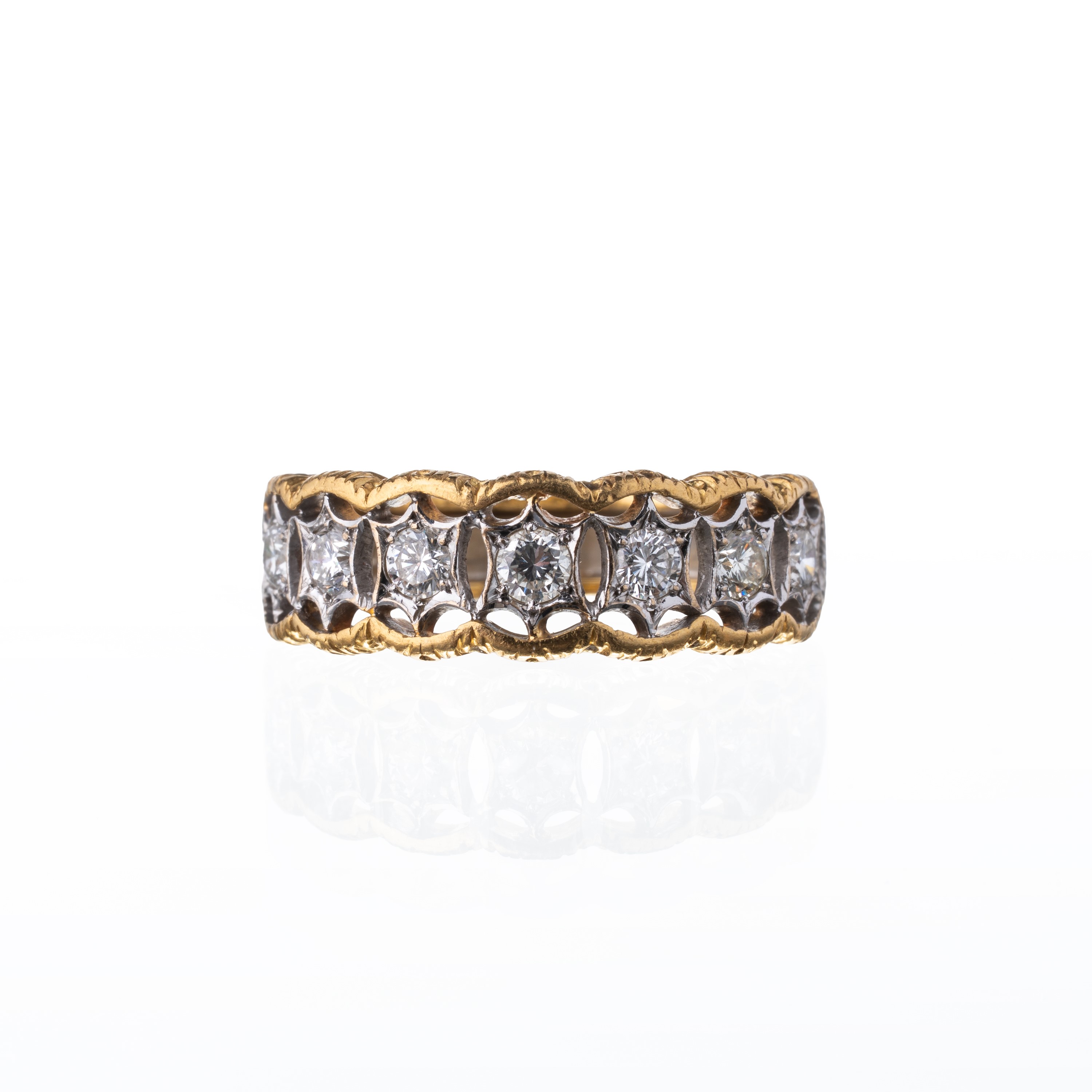 Buccellati - Anello in oro bianco e giallo 18 kt con diamanti
