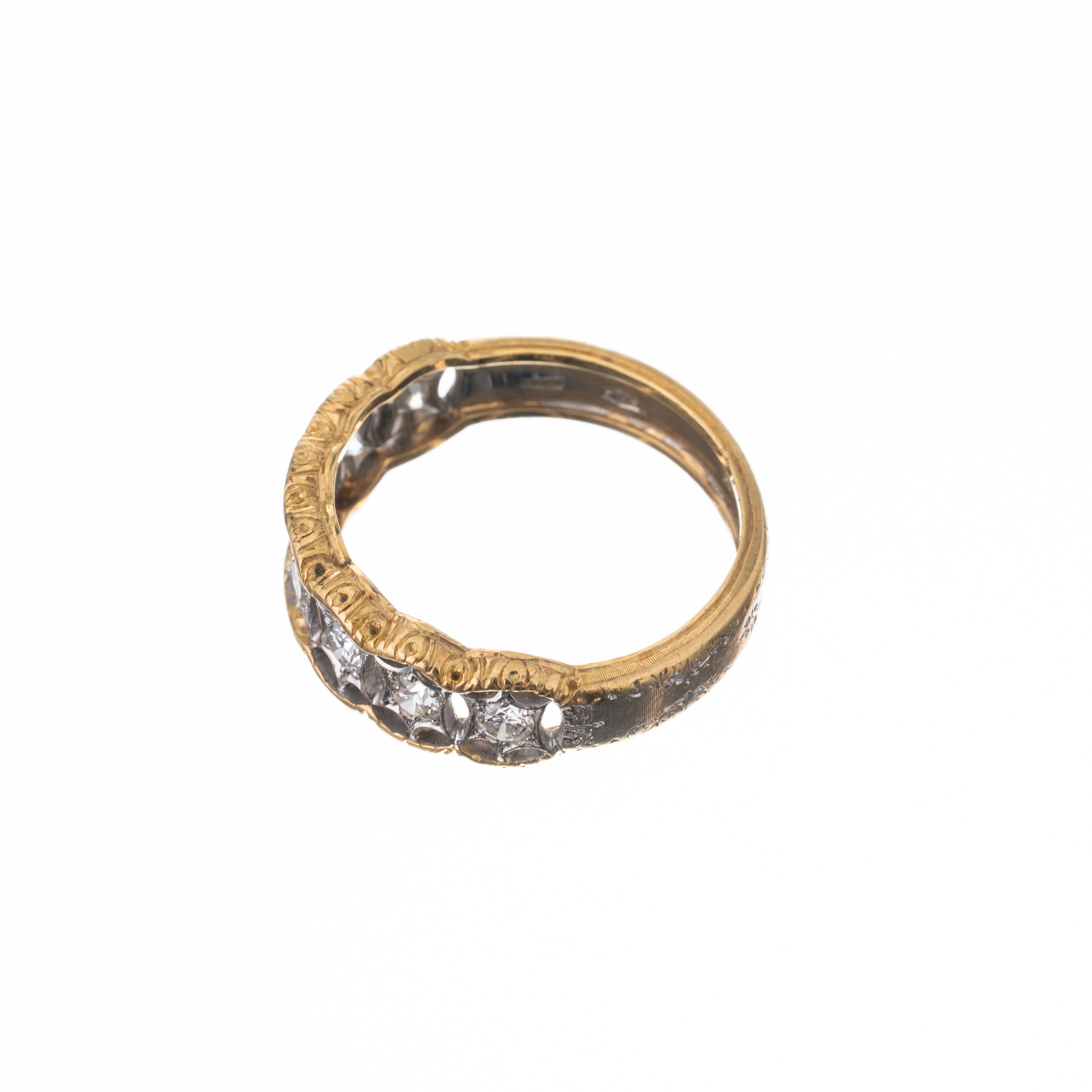 Buccellati - Anello in oro bianco e giallo 18 kt con diamanti