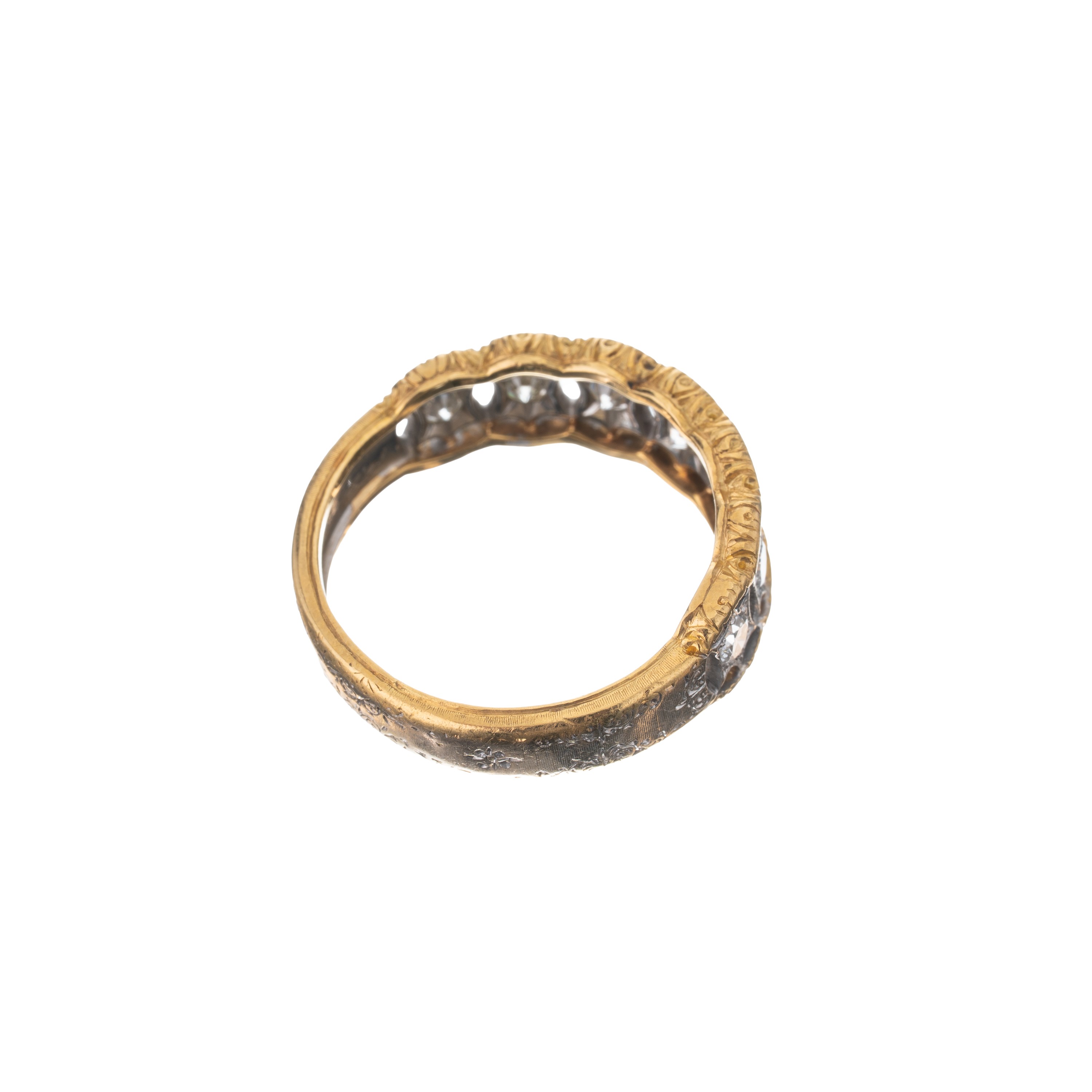 Buccellati - Anello in oro bianco e giallo 18 kt con diamanti