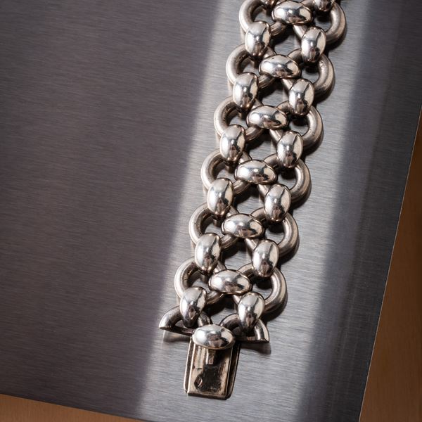 HERMÈS - HERMÈS - BRACCIALE IN ARGENTO CON CHIUSURA IN ORO BIANCO 18 KT