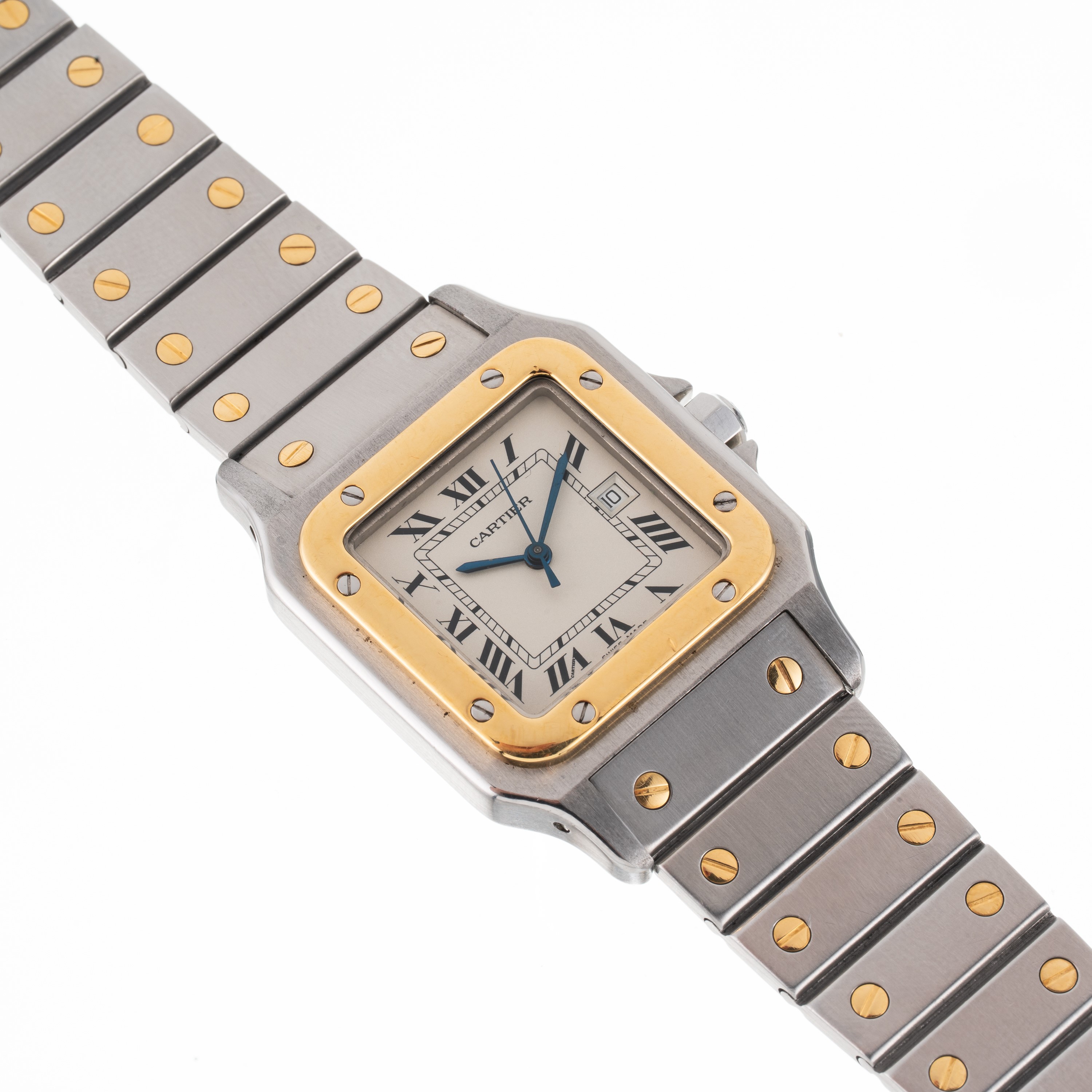 Cartier - Santos Carreé 2961, orologio da polso in acciaio e oro giallo 18 kt a carica automatica