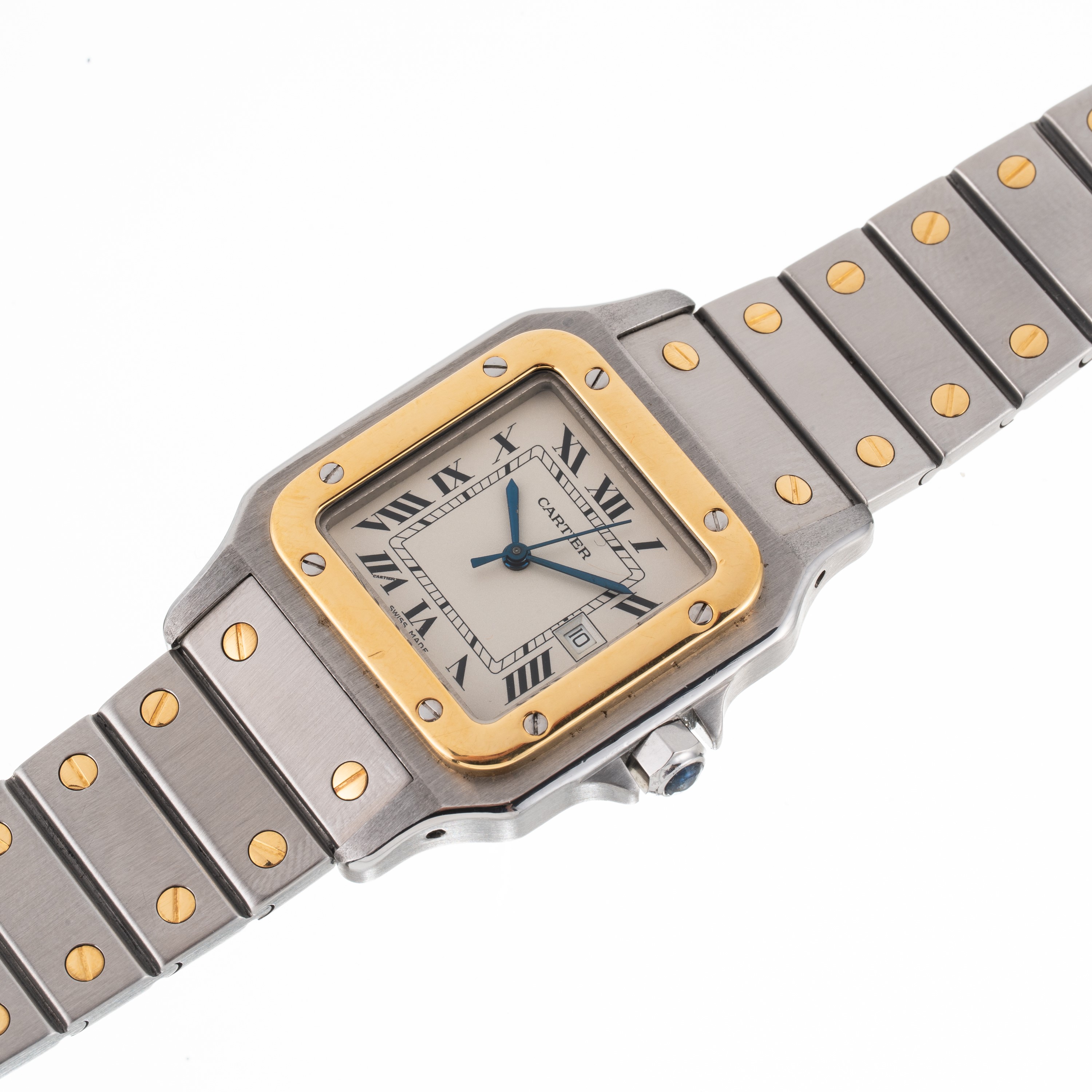 Cartier - Santos Carreé 2961, orologio da polso in acciaio e oro giallo 18 kt a carica automatica
