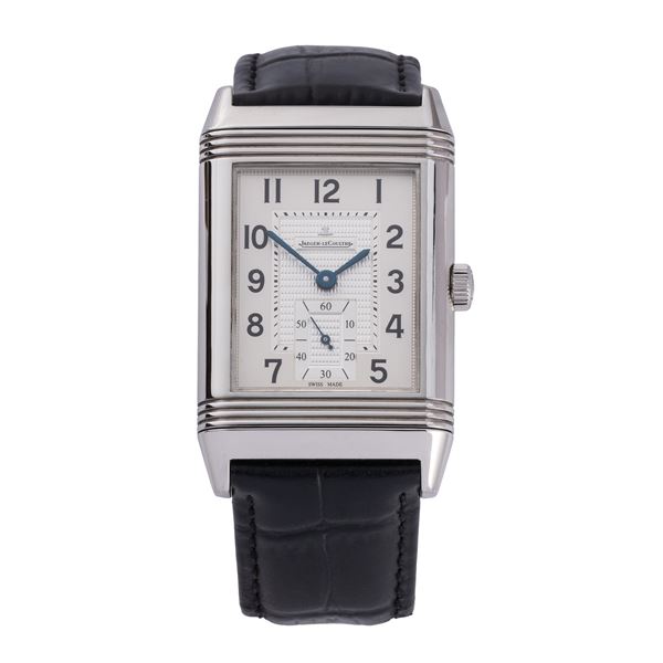 JAEGER LE COULTRE - JAEGER LECOULTRE - GRANDE REVERSO 976  OROLOGIO SOLO TEMPO A CARICA MANUALE IN ACCIAIO CON FONDELLO A VISTA, QUADRANTE ARGENTE', INDICI ROMANI NERI E PICCOLI SECONDI AD ORE SEI