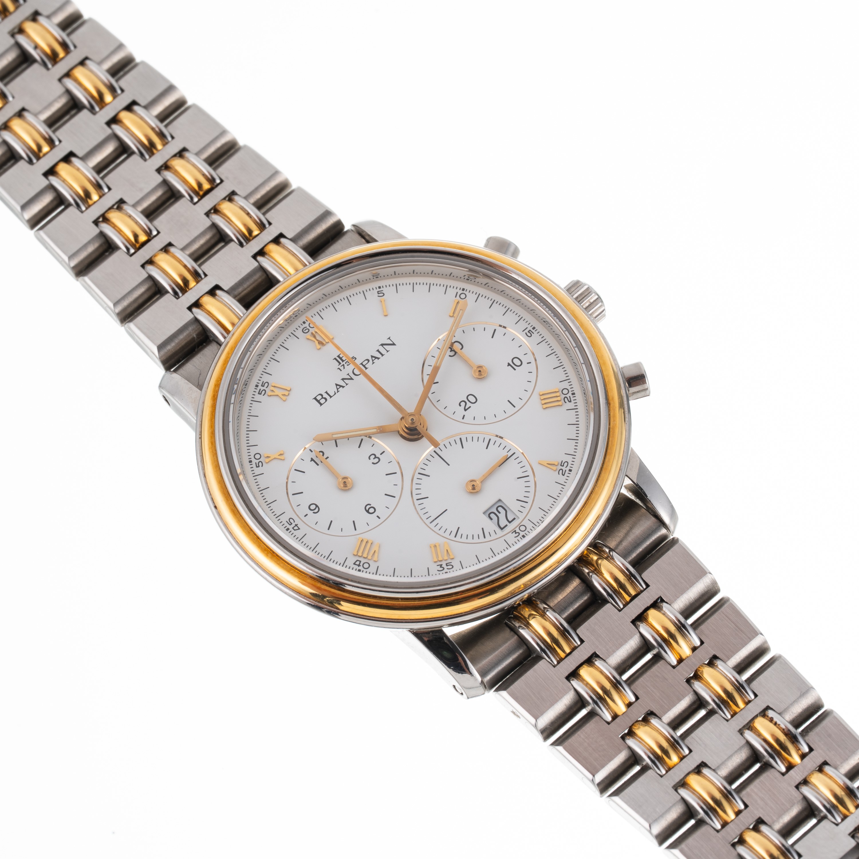 Blancpain - Villeret Chrono cronografo automatico acciaio e oro 18kt con quadrante bianco
