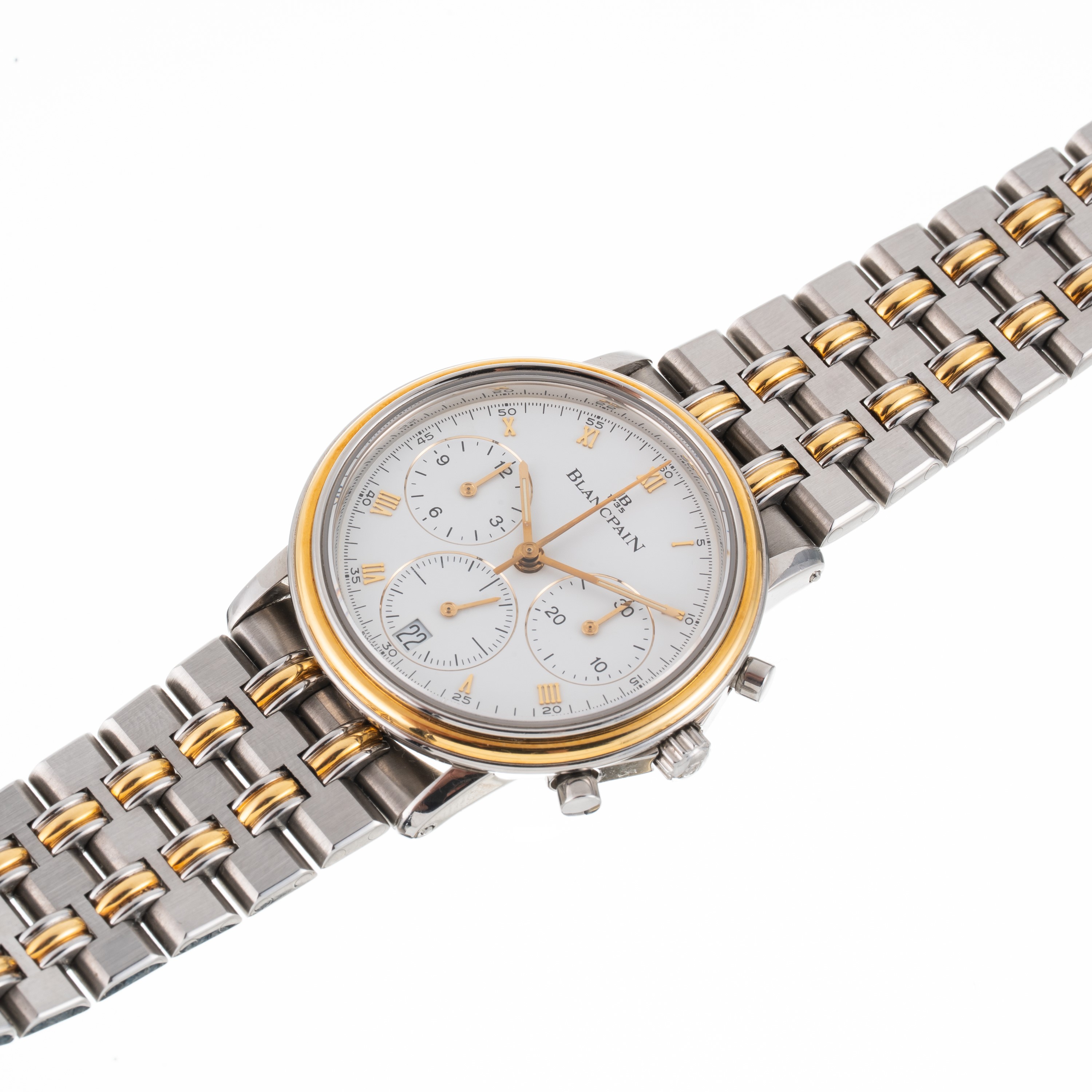 Blancpain - Villeret Chrono cronografo automatico acciaio e oro 18kt con quadrante bianco