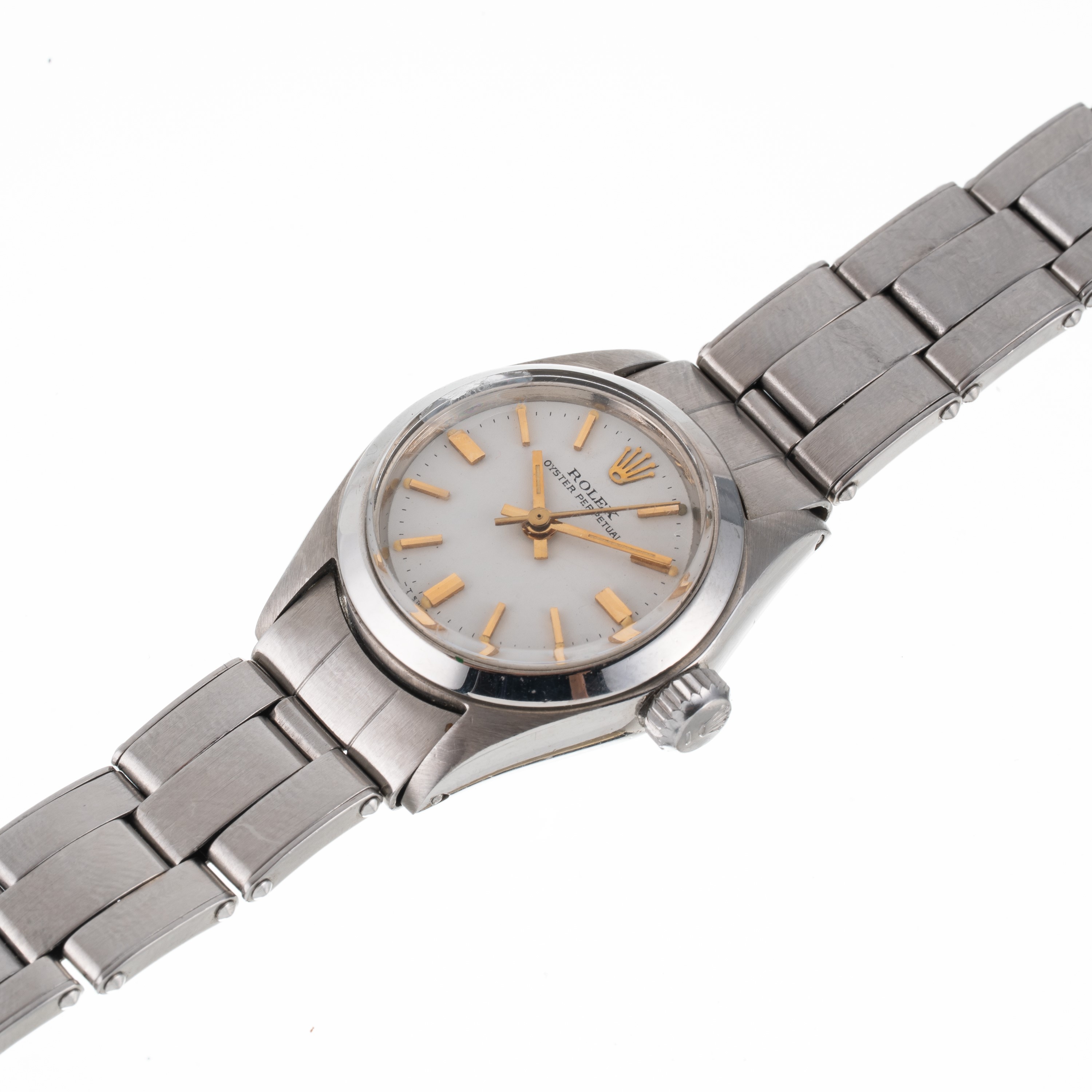 Rolex - Oyster Perpetual 6618, orologio solo tempo automatico in acciaio con quadrante bianco