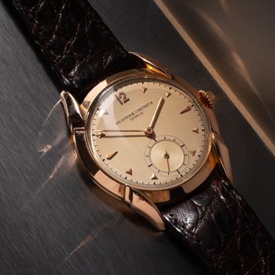 Orologio solo tempo a carica manuale in oro rosa 18 kt con quadrante crema