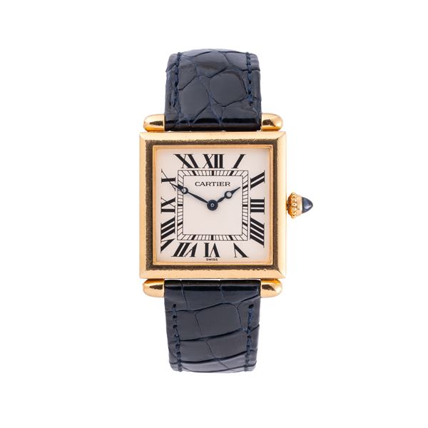 CARTIER - CARTIER - OBUS OROLOGIO SOLO TEMPO AL QUARZO IN ORO GIALLO 18KT CON QUADRANTE BIANCO, INDICI ROMANI NERI E DEPLOYANTE CARTIER IN ORO GIALLO 18KT