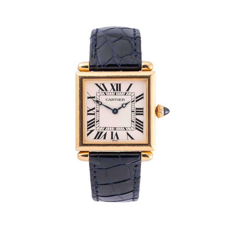 Cartier - Obus “solo tempo” al quarzo in oro giallo 18 kt