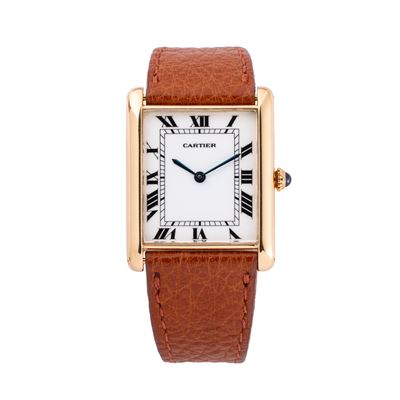 Tank Louis Automatic 18K oro giallo con quadrante bianco