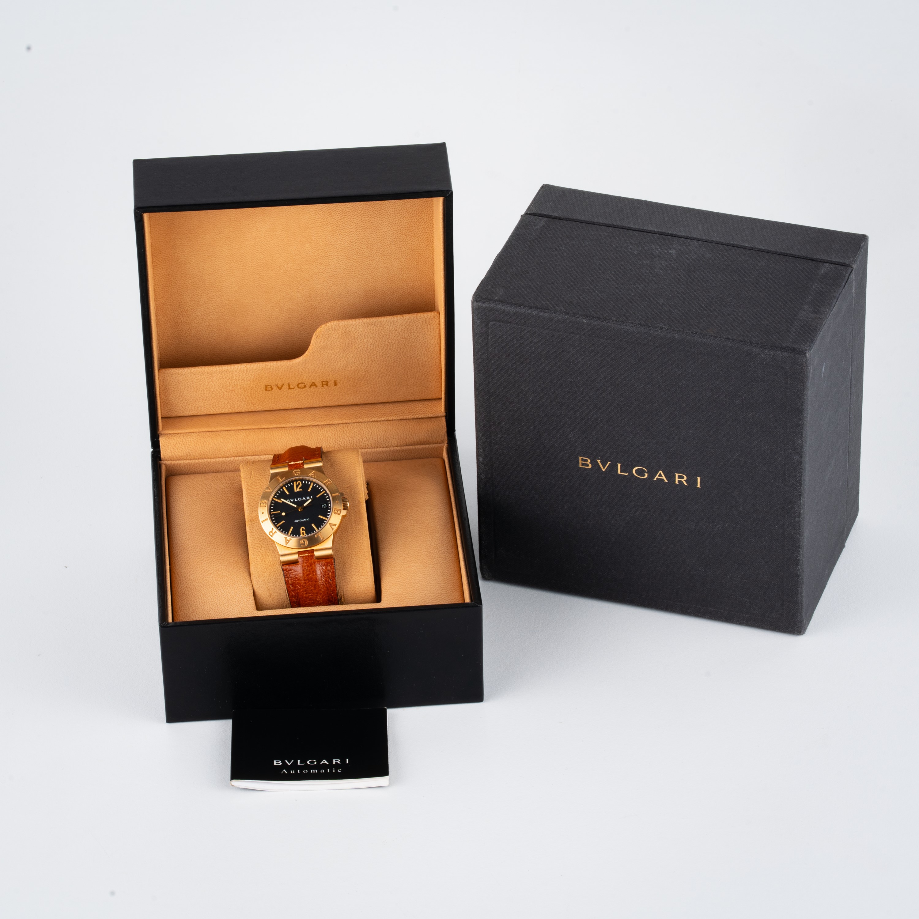 Bulgari - Diagono LCV 35 G — orologio solo tempo in oro giallo 18 kt con quadrante nero