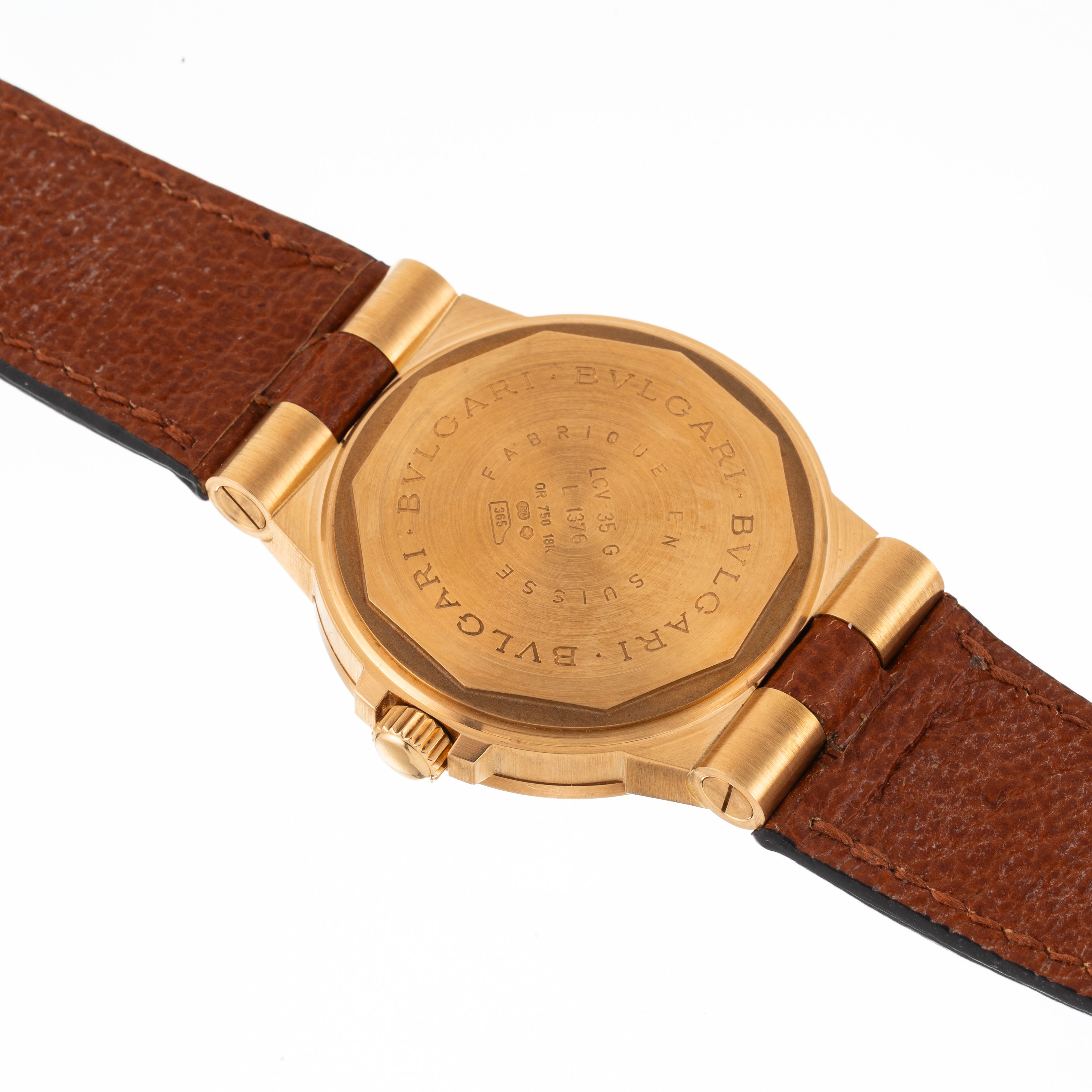 Bulgari - Diagono LCV 35 G — orologio solo tempo in oro giallo 18 kt con quadrante nero