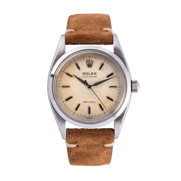 ROLEX - ROLEX - OVETTONE OROLOGIO SOLO TEMPO A CARICA AUTOMATICA IN ACCIAIO CON QUADRANTE BIANCO