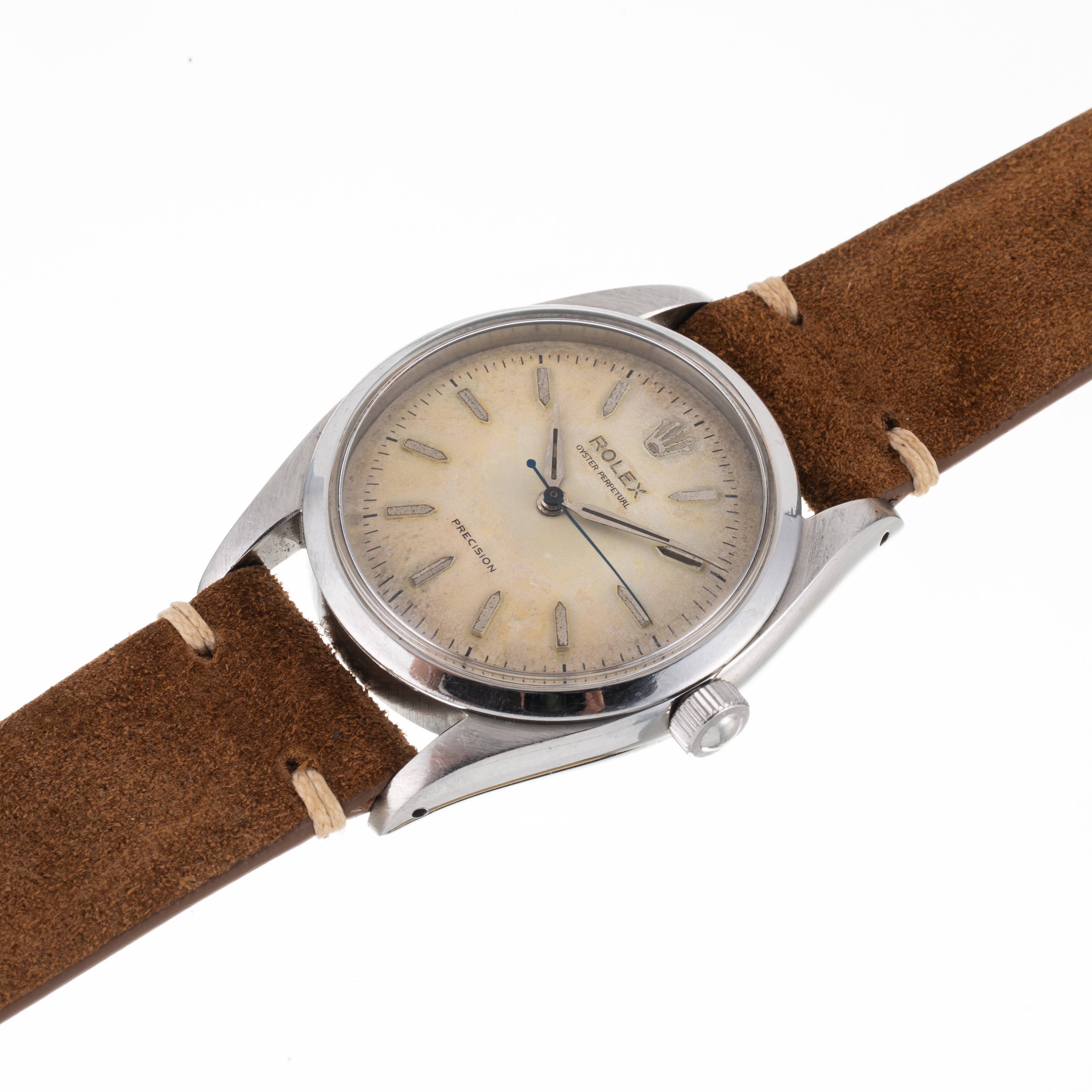 Rolex - Ovettone (Solo Tempo) in acciaio con quadrante bianco, carica automatica