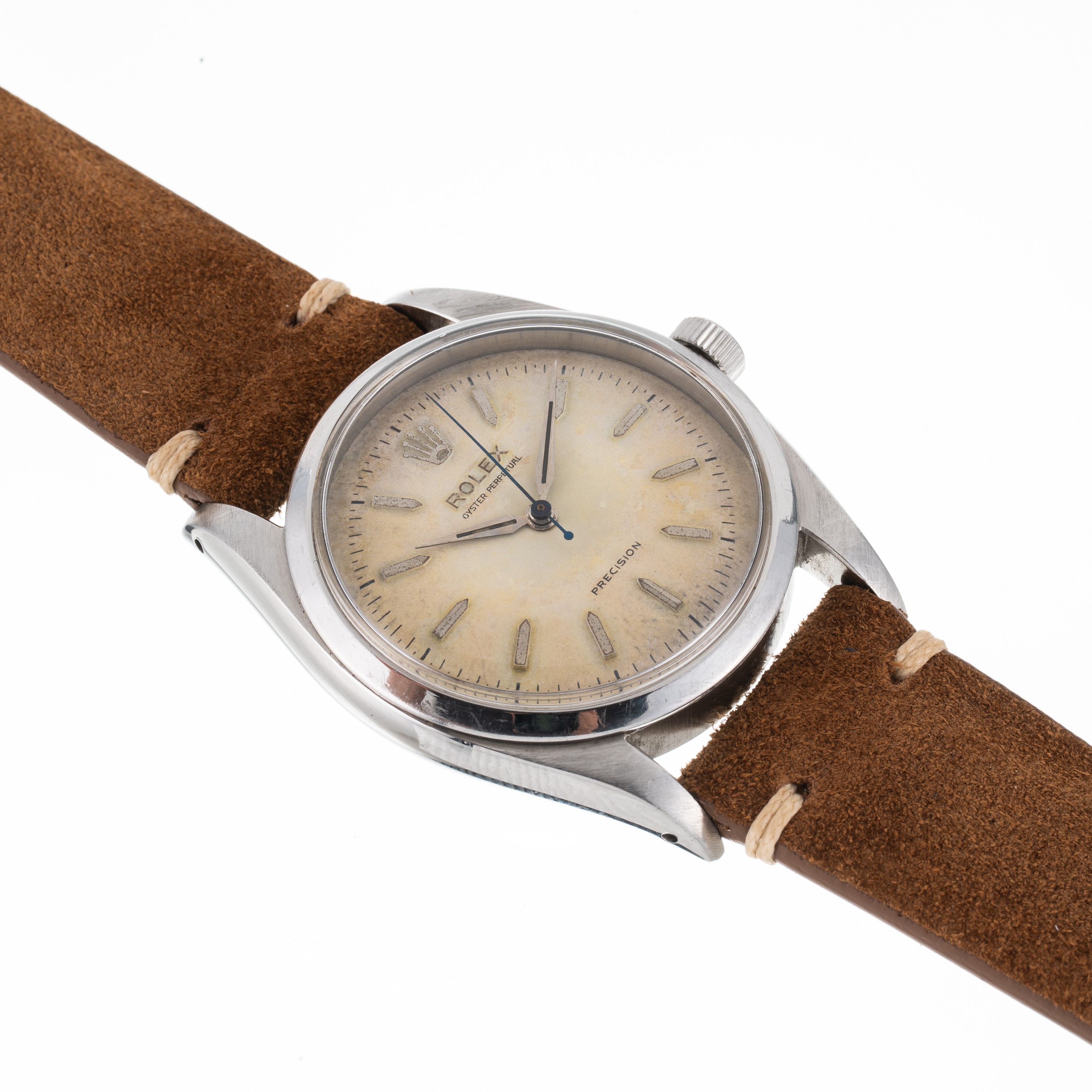 Rolex - Ovettone (Solo Tempo) in acciaio con quadrante bianco, carica automatica